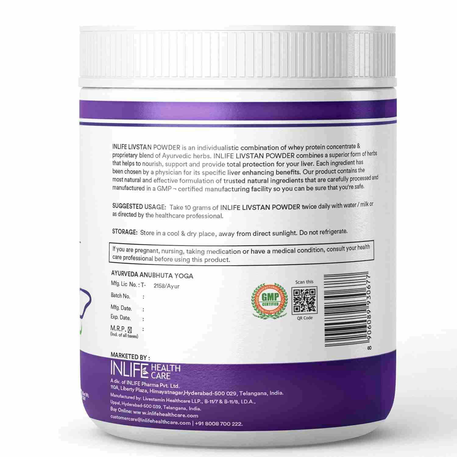 Inlife | Livstan Liver Support Supplement | Whey Protein Powder with Ayurvedic Herbs | Vanilla | 300g