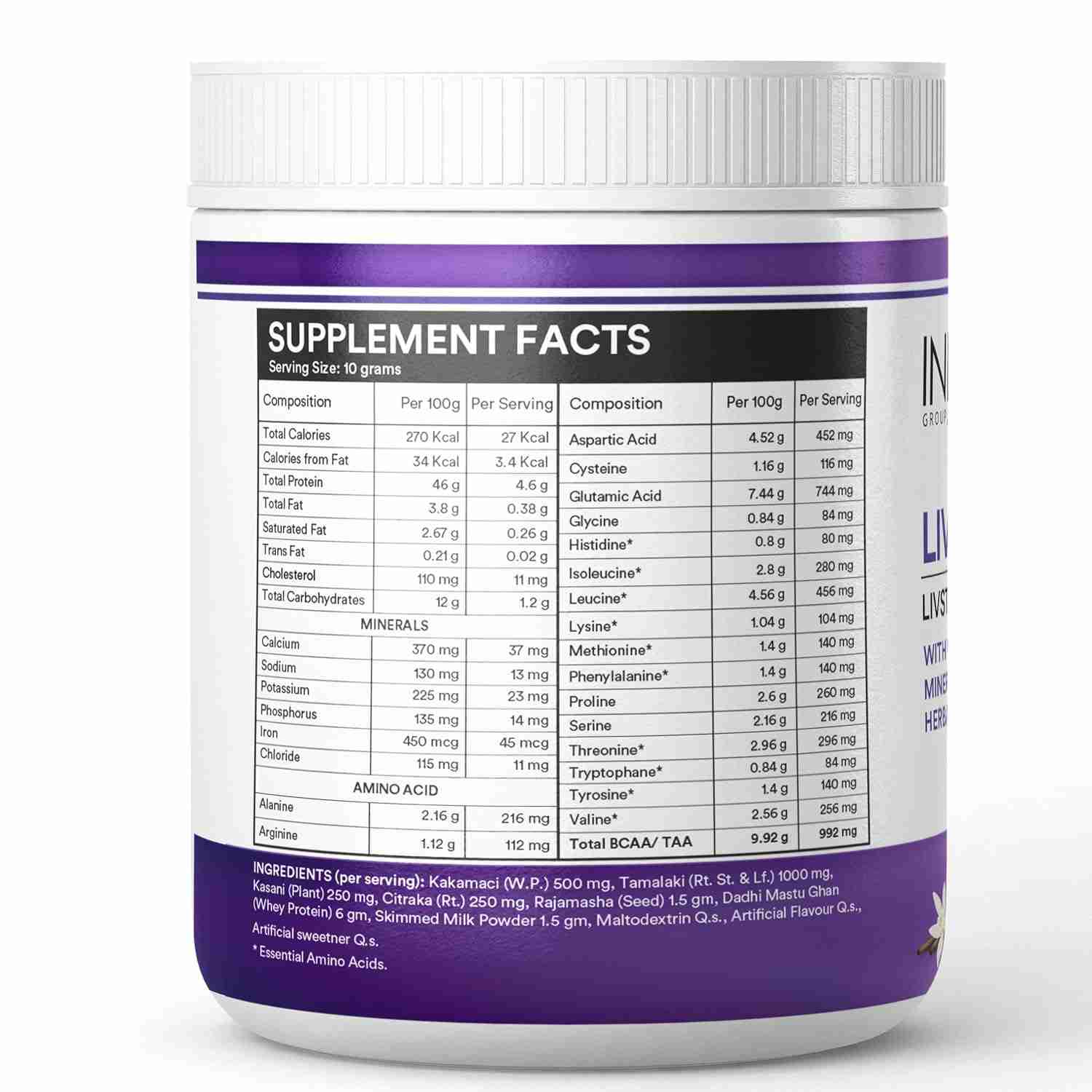 Inlife | Livstan Liver Support Supplement | Whey Protein Powder with Ayurvedic Herbs | Vanilla | 300g
