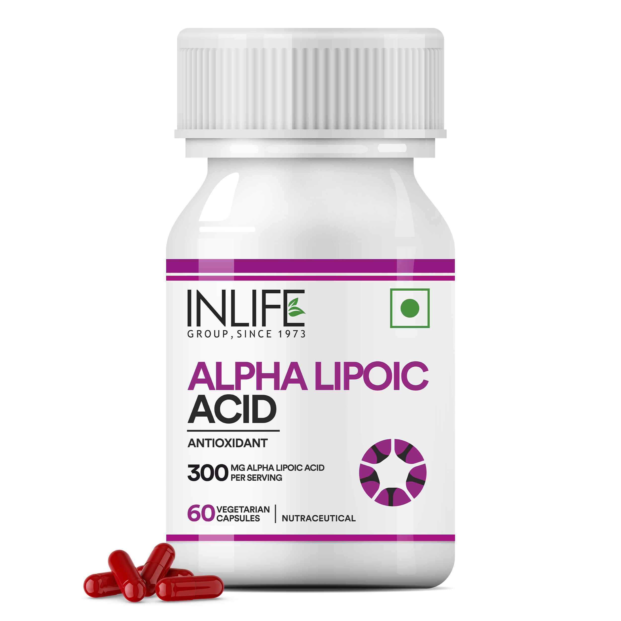 Inlife | Alpha Lipoic Acid ALA 300mg | Universal Antioxidant Supplement | Nerve Health & Energy Support | Men Women | 60 Veg Cap