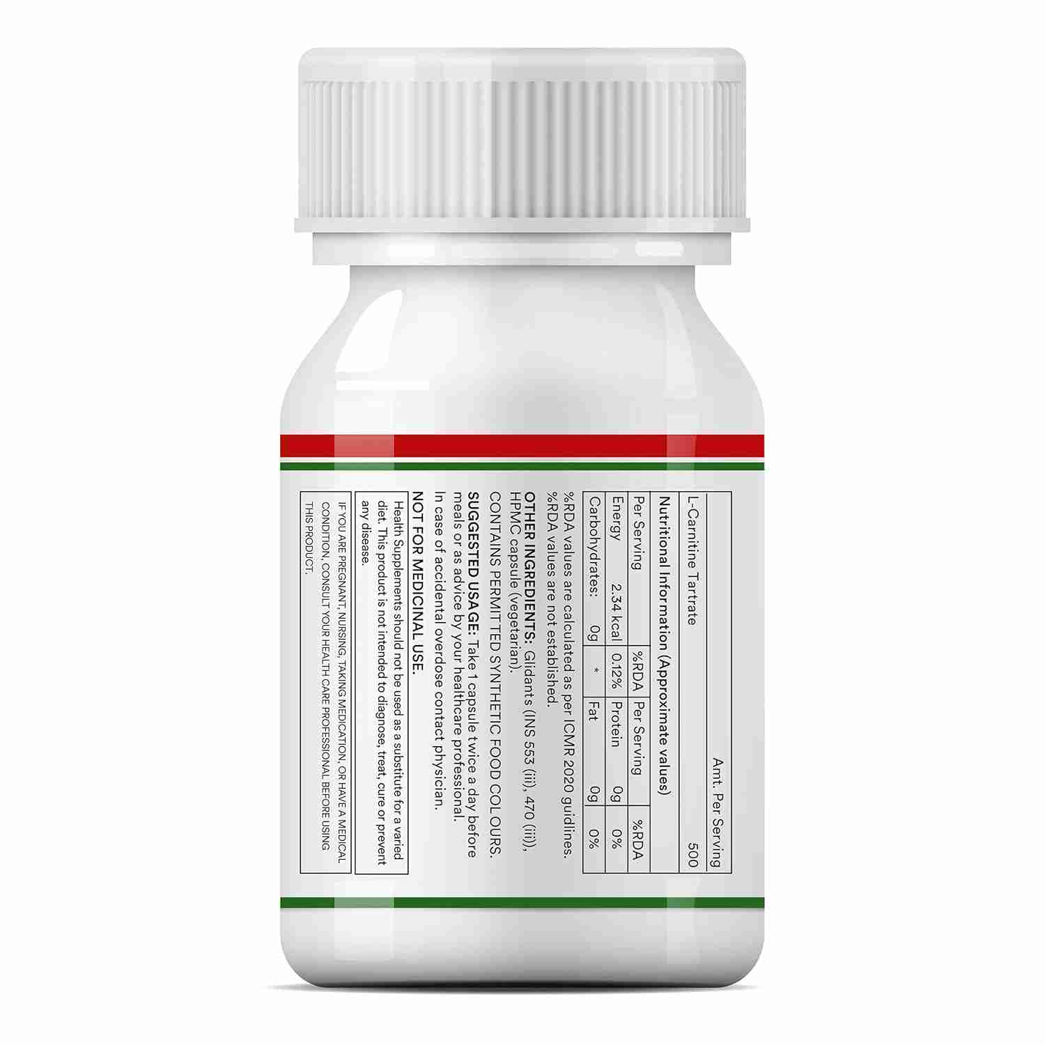 Inlife | L|Carnitine L|Tartrate Capsules 1000mg | Supplement for Men Women | 60 Veg Cap