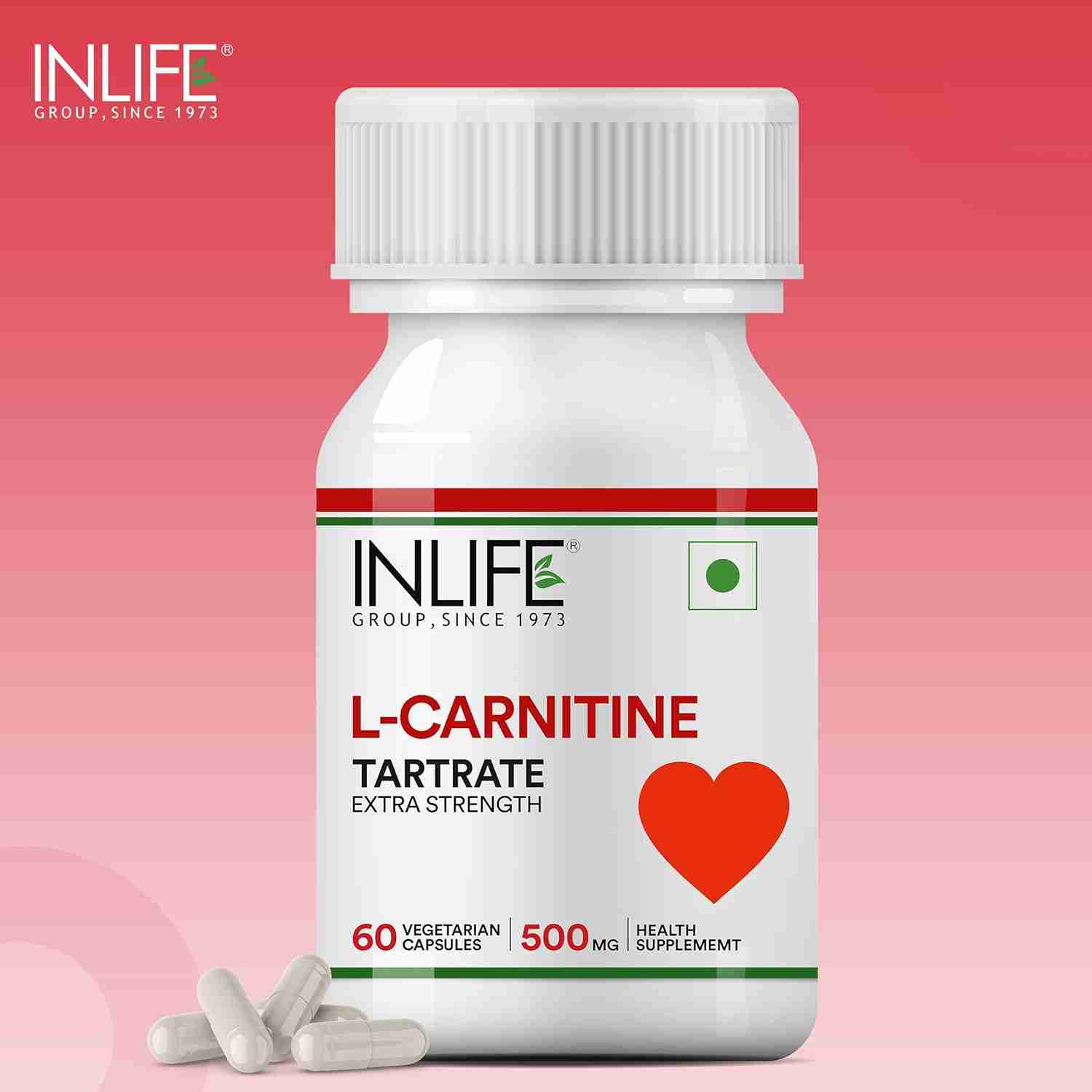 Inlife | L|Carnitine L|Tartrate Capsules 1000mg | Supplement for Men Women | 60 Veg Cap