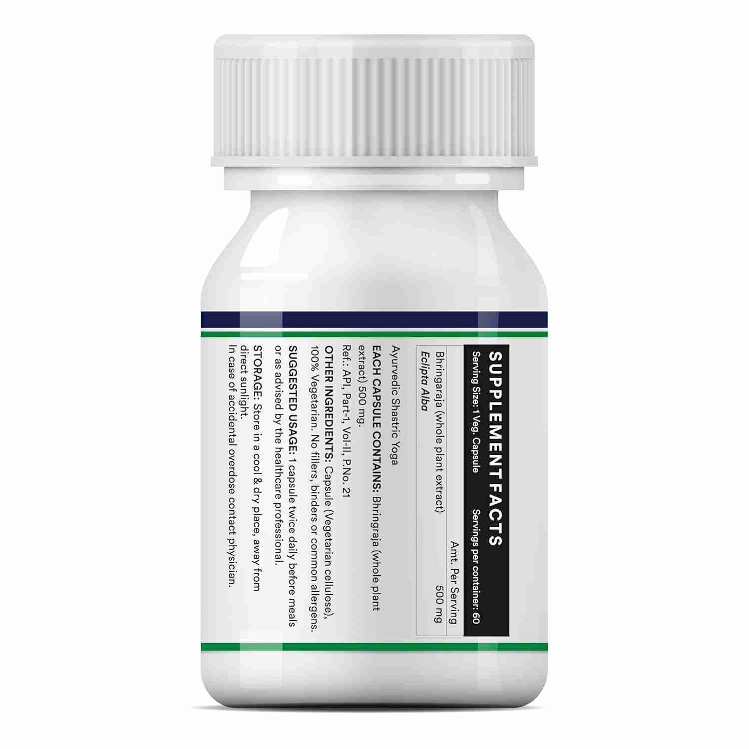 Inlife | Bhringraj Capsules for Hair | Supports Healthy Hair for Women & Men, 500mg | 60 Veg Cap