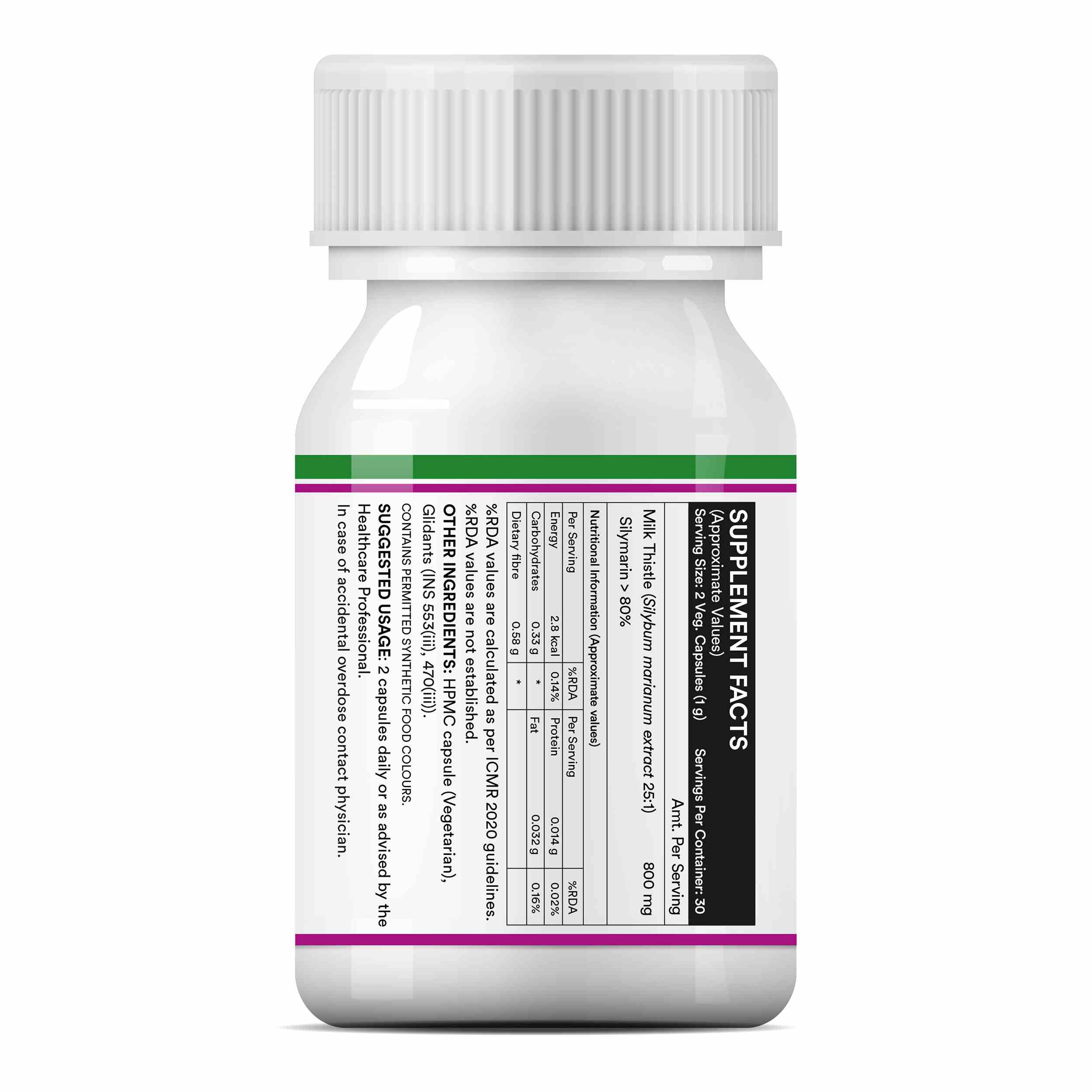 Inlife | Milk Thistle 800mg Silymarin | Silybum Marianum Extract 25:1 | Liver Health & Detox Function | Men Women | 60 Veg Cap
