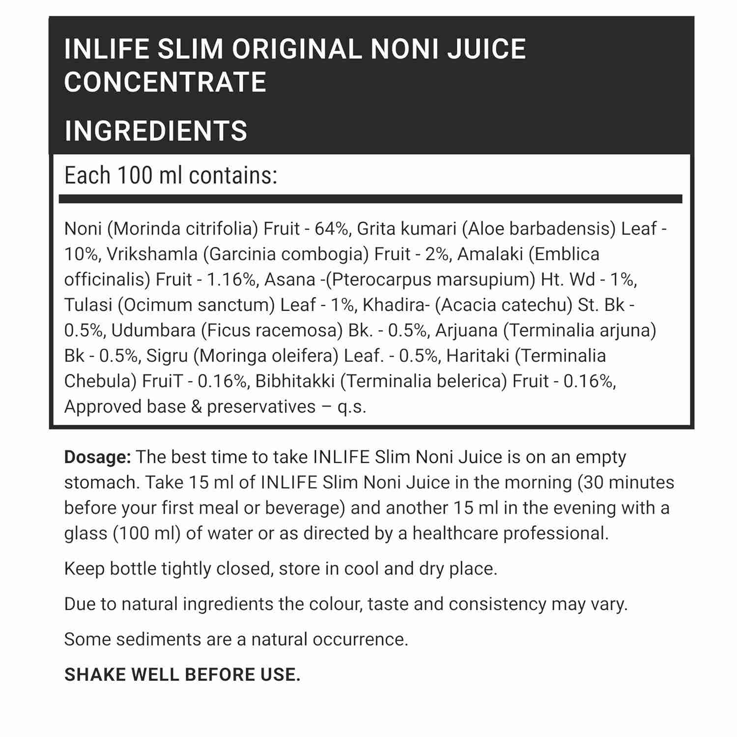Inlife | Slim Noni Juice Concentrate | 1 Litre
