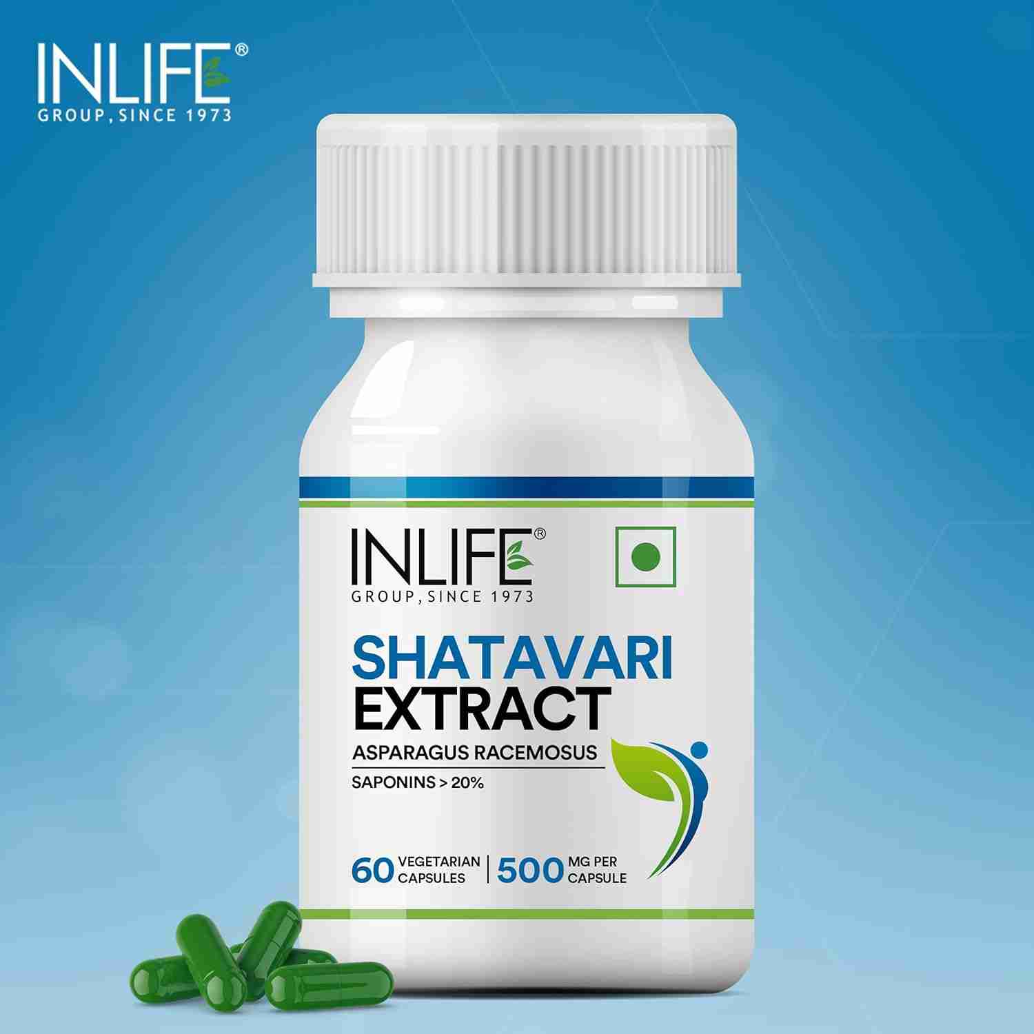 Inlife | Shatavari Capsule for Women 500mg | Saponins > 20% | Herbal Supplement | 60 Veg Cap