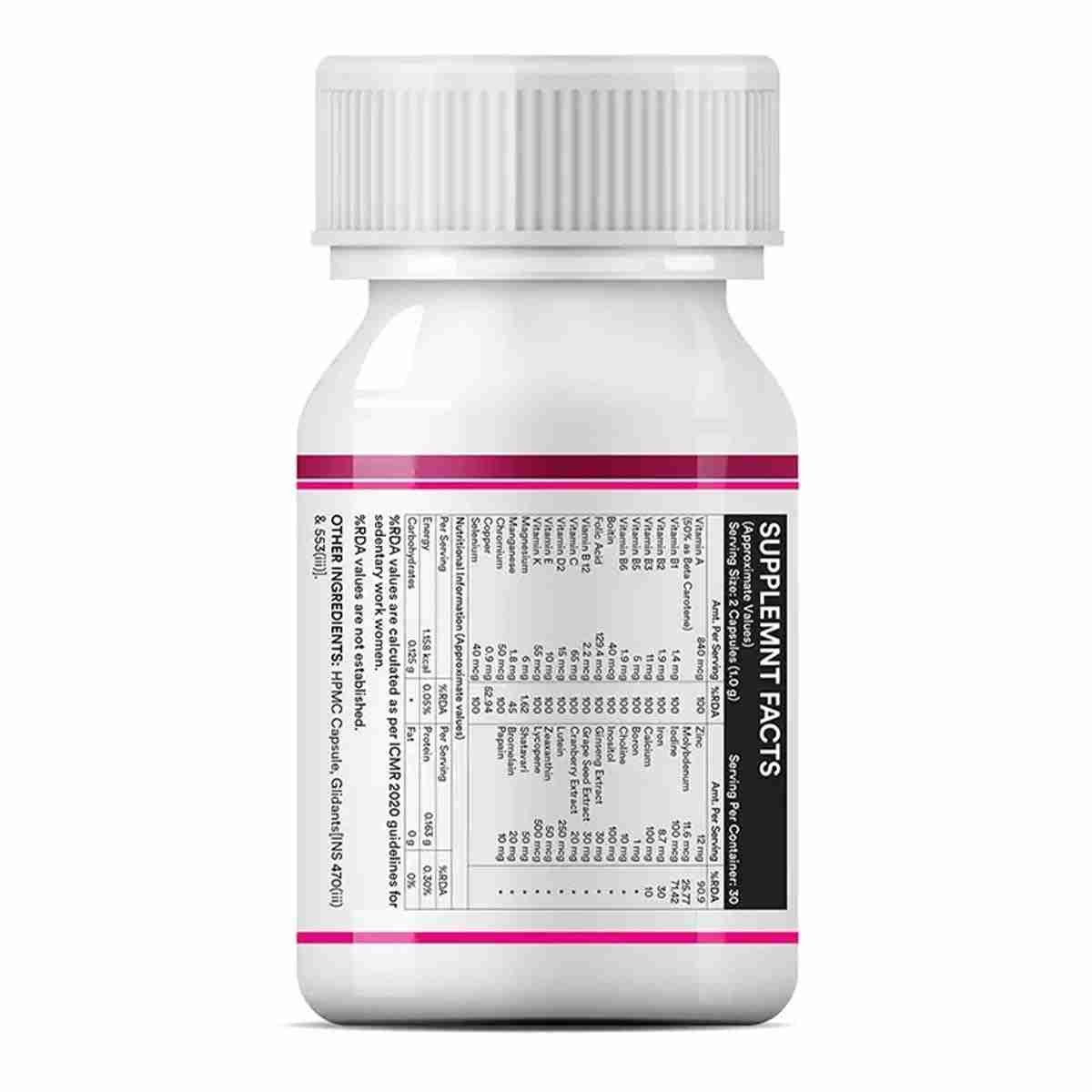 Inlife | Multivitamin for Women with Biotin, Vitamin D, Calcium, & Minerals for Energy, Hair, Skin, Nails, Bone | 60 Veg Capsules (Women)