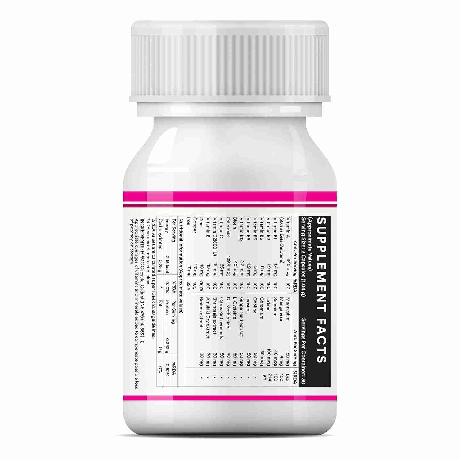 Inlife | Biotin Advanced Hair Skin & Nails Supplement with Multivitamin Minerals Amino Acids for Hair Care | 60 Veg Cap