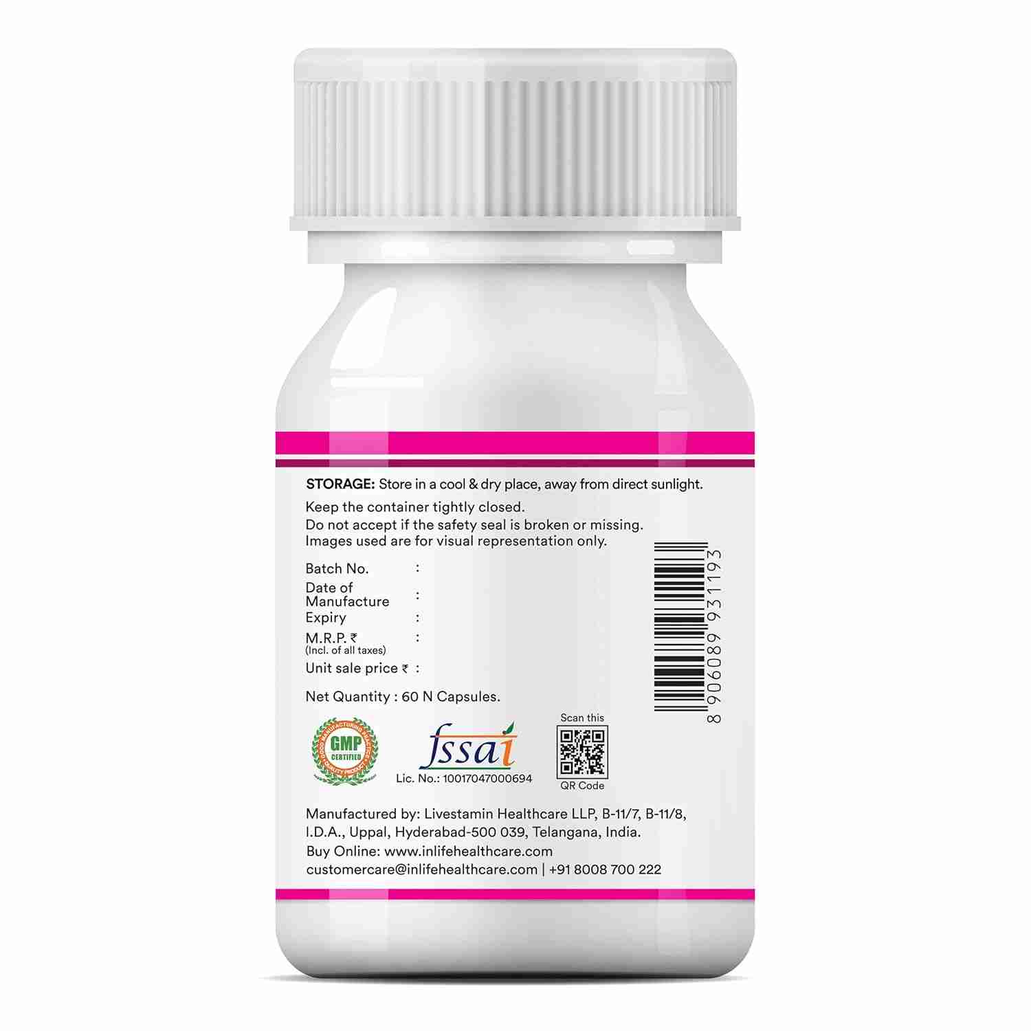 Inlife | Biotin Advanced Hair Skin & Nails Supplement with Multivitamin Minerals Amino Acids for Hair Care | 60 Veg Cap