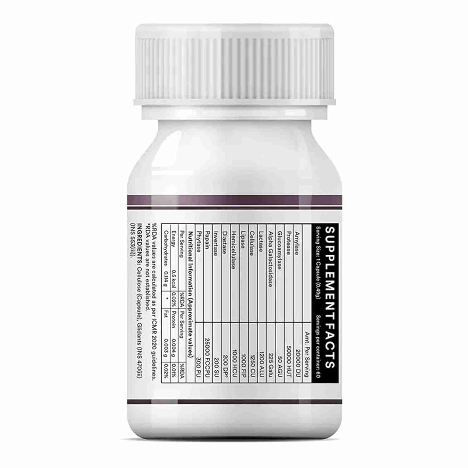 Inlife | Digestive Enzymes Supplement | Contains 12 Naturally Sourced & Essential Enzymes | Supports Healthy Digestion | 60 Veg Cap (Pack of 1, 60)