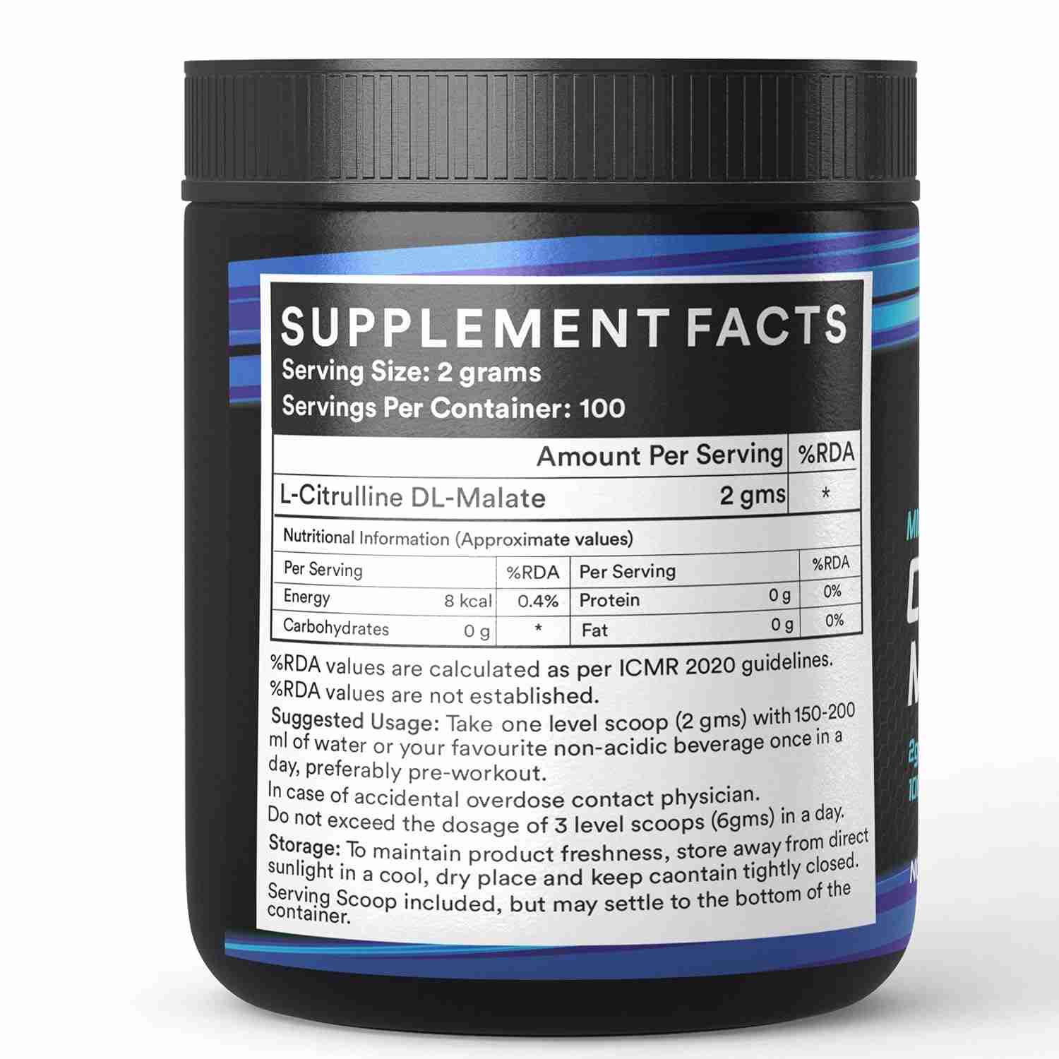 Inlife | L Citrulline Powder 2000mg | Boosts Nitric Oxide, Pre Workout Supplements for Men & Women | Unflavoured | 100 SERVINGS | 200g