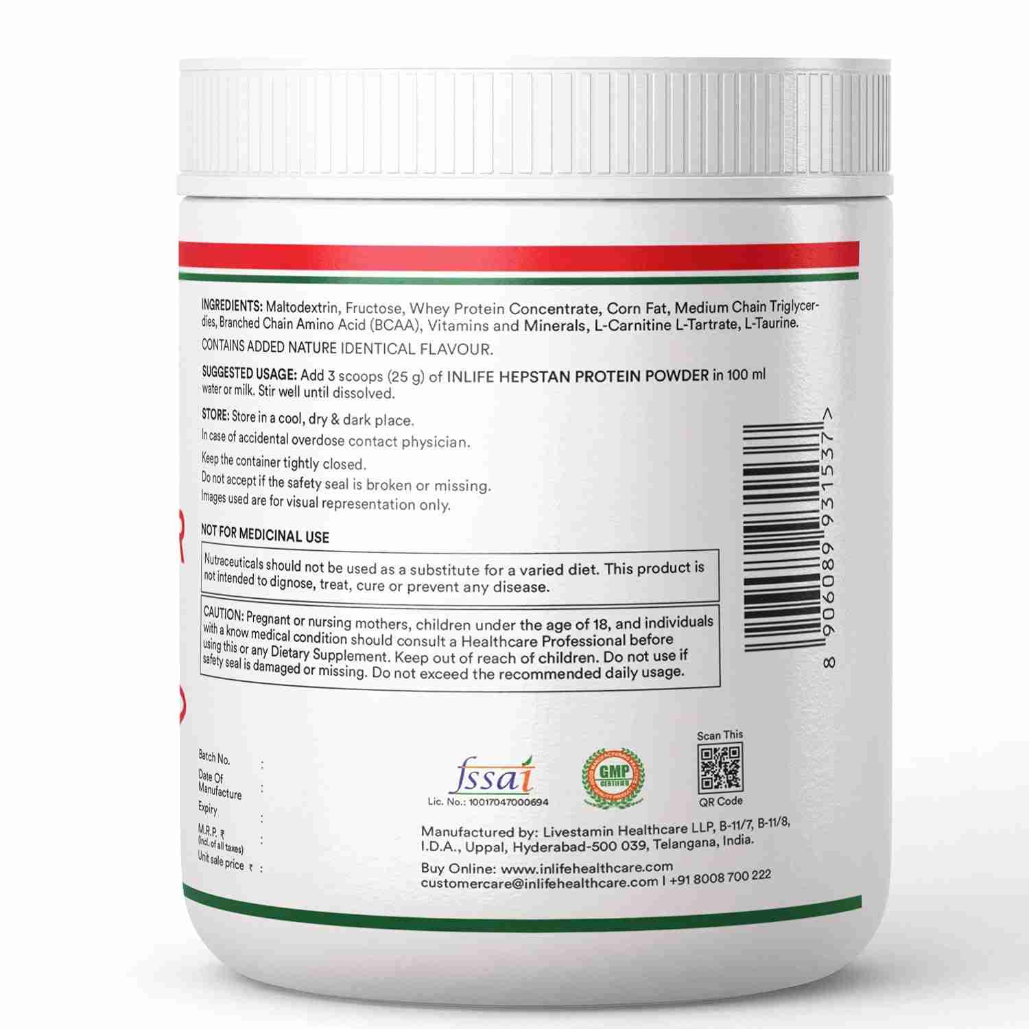 Inlife | Hepstan Liver Care Supplement | Whey Protein Powder with Vitamins Minerals & BCAAs | Nutraceutical for Men and Women – 300g (Vanilla)