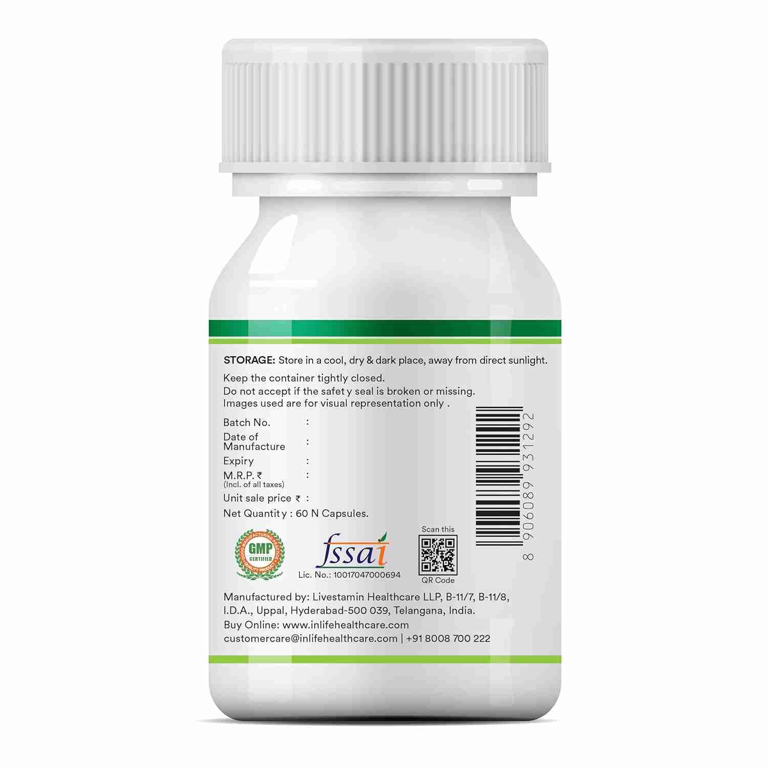 Inlife | Super Antioxidant Supplement | Milk Thistle, Curcumin, Ginkgo Biloba, Cranberry and more | 60 Veg Cap (Pack of 1)