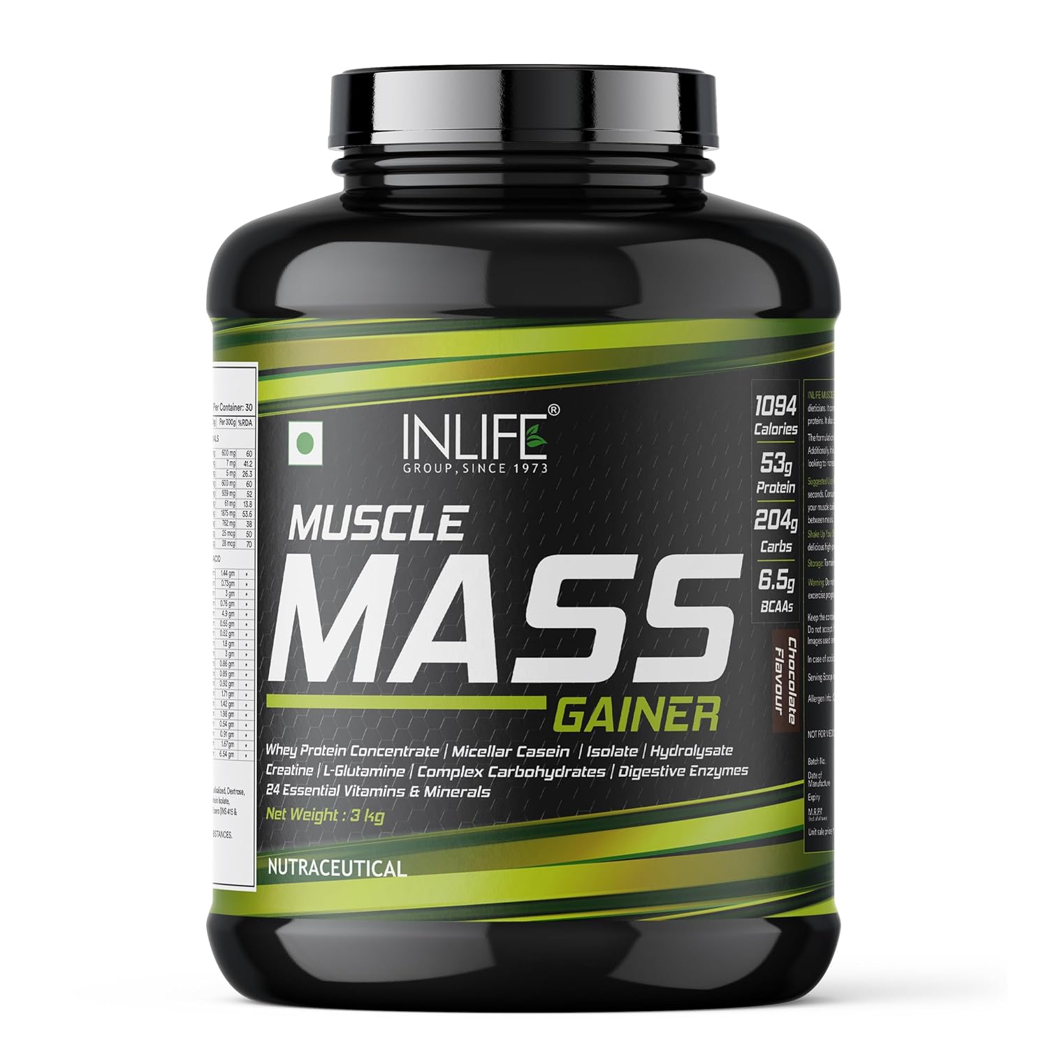 Inlife | Muscle Mass Gainer With Whey Protein Powder Body Building Supplement (Chocolate 3 kg)