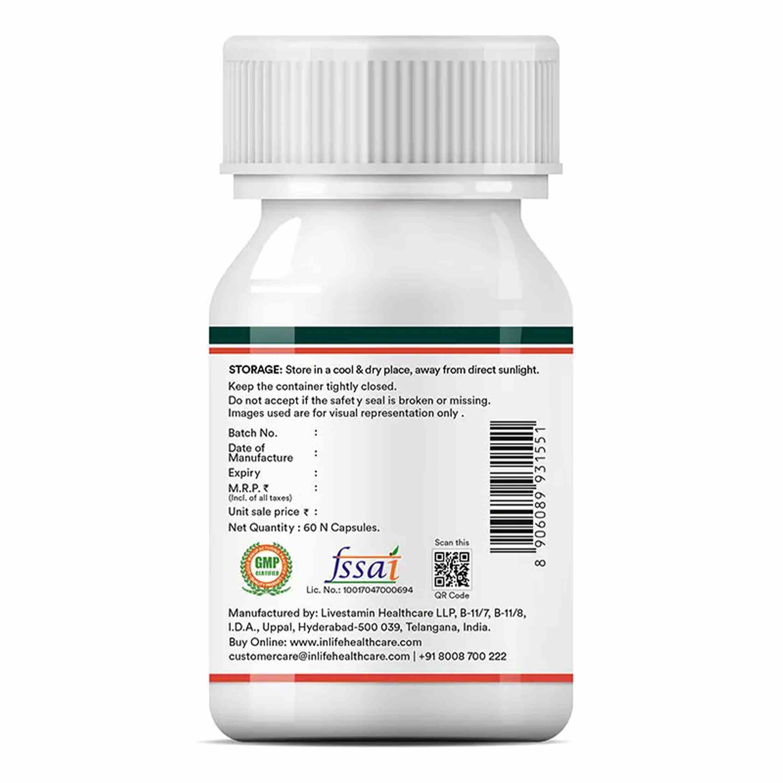 Inlife | Coenzyme Q10 CoQ10 200mg with Piperine Bioperine 8mg | Ubiquinone | Heart Health & Cellular Energy Support | 60 Veg Cap