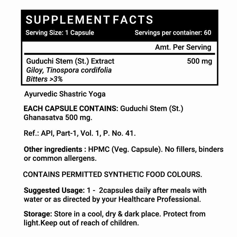 Inlife | Guduchi Capsules 500mg | Giloy Supplement | Stem Extract | Supports Immune Health | Ayurveda – 60 Veg Cap
