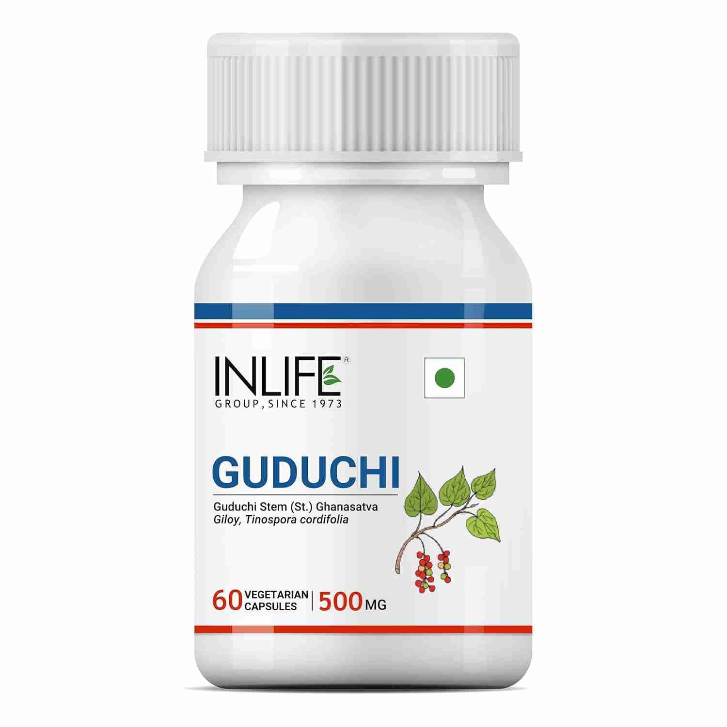 Inlife | Guduchi Capsules 500mg | Giloy Supplement | Stem Extract | Supports Immune Health | Ayurveda – 60 Veg Cap