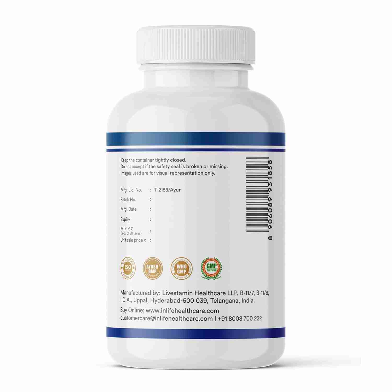 Inlife | Fish Oil Omega 3 Capsule 1000mg | Heart, Brain and Joint Health | Molecularly Distilled Highly Concentrated Supplement | 60 Softgels (Pack of 1, 60)
