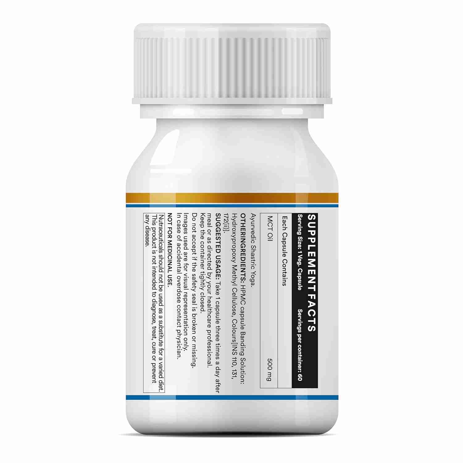 Inlife | Pure MCT Oil C8 C10 Keto Diet Friendly Advanced Products | Food Supplement, 500mg | 60 Liquid Filled Veg Cap (Pack of 1, 60)