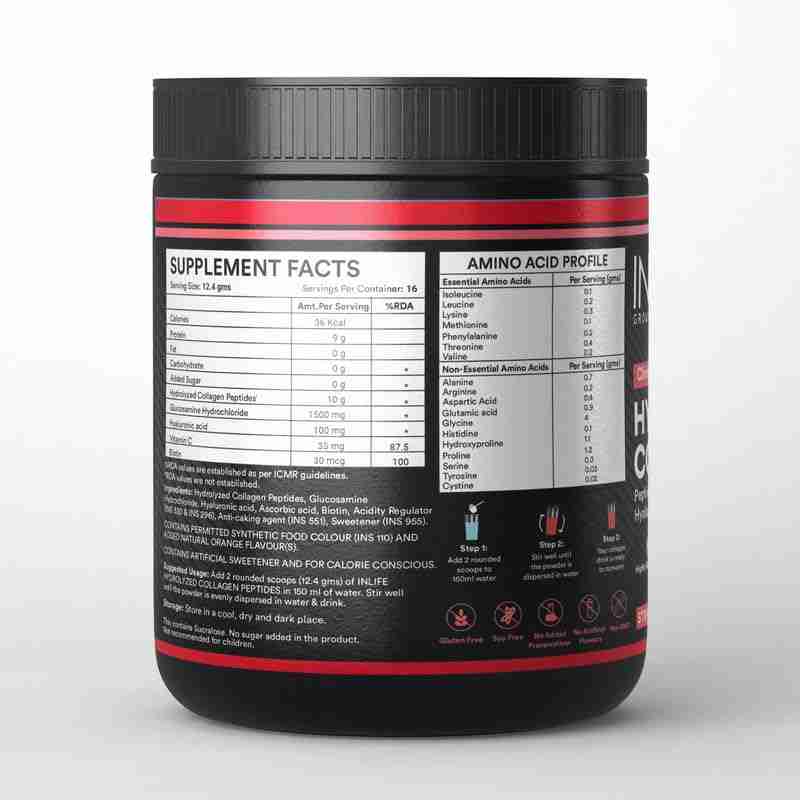 Inlife | Japanese Collagen Supplements for Women & Men | Hydrolyzed Collagen Powder For Skin, Hair & Joints | Clinically Proven Ingredient with Biotin, Hyaluronic Acid (Strawberry, Collagen, 200g)