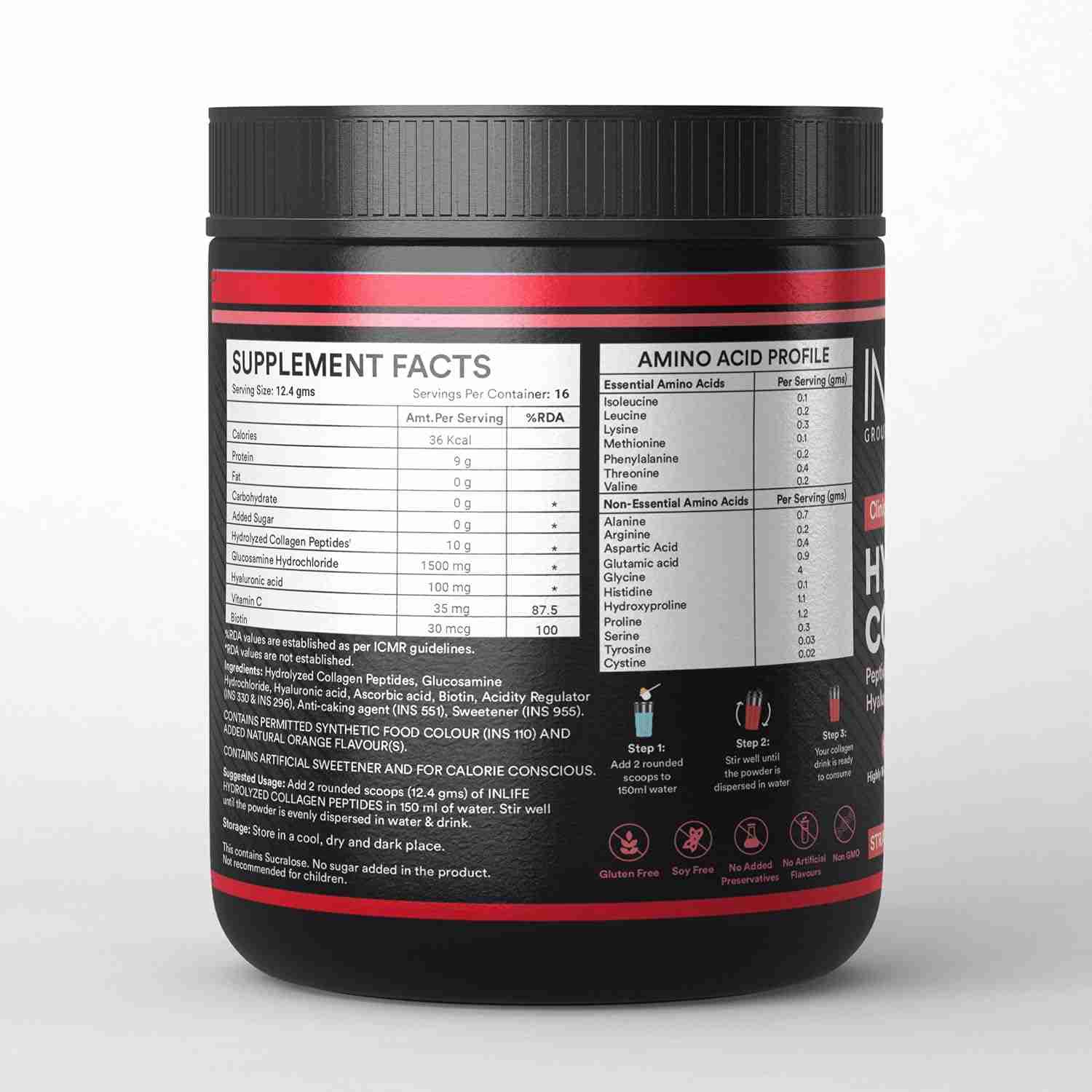 Inlife | Japanese Collagen Supplements for Women & Men | Hydrolyzed Collagen Powder For Skin, Hair & Joints | Clinically Proven Ingredient with Biotin, Hyaluronic Acid (Strawberry, Collagen, 200g)