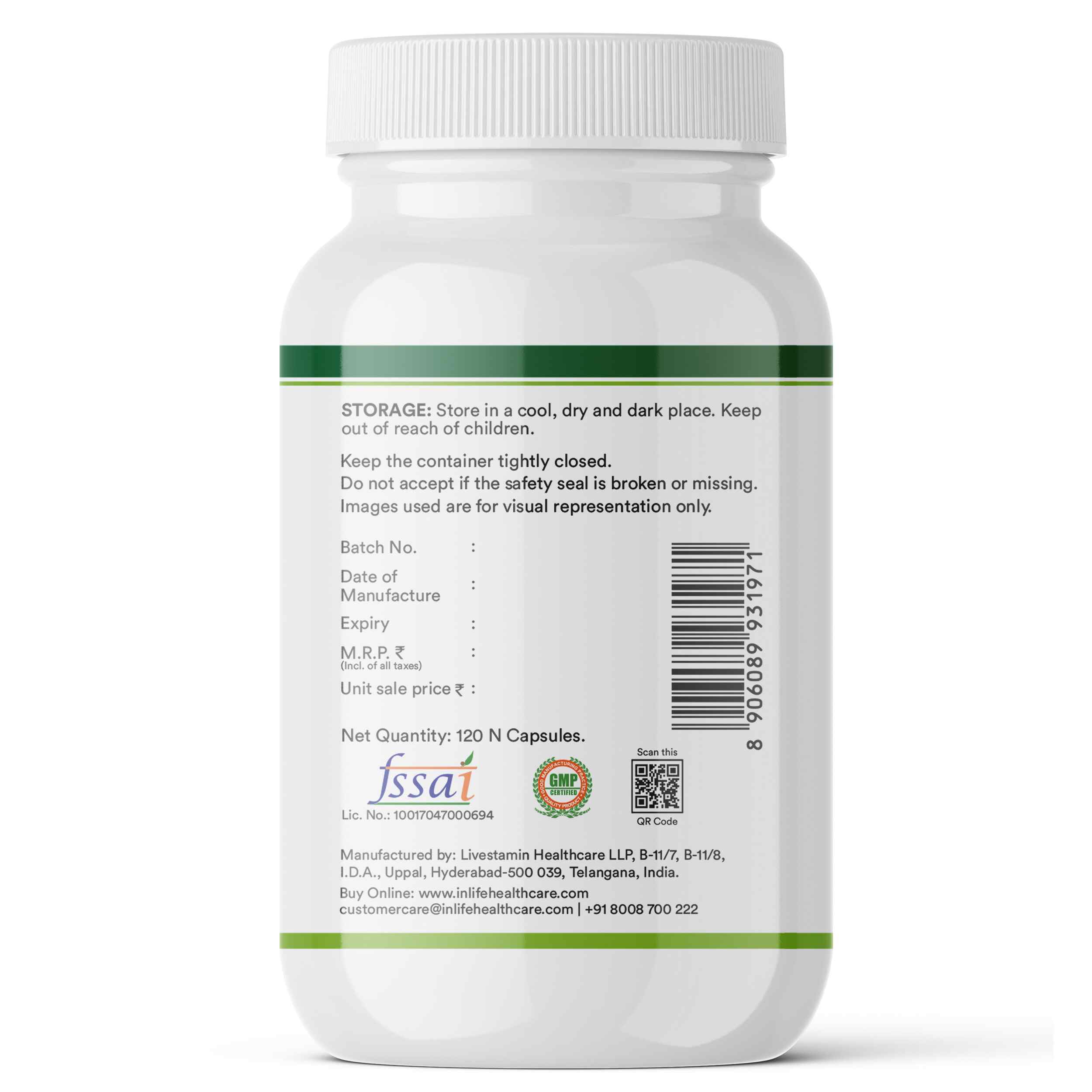 Inlife | Magnesium Glycinate with Zinc Picolinate | Chelated Bisglycinate | Muscle Sleep & Nerve Health | Men Women | 120 Veg Cap