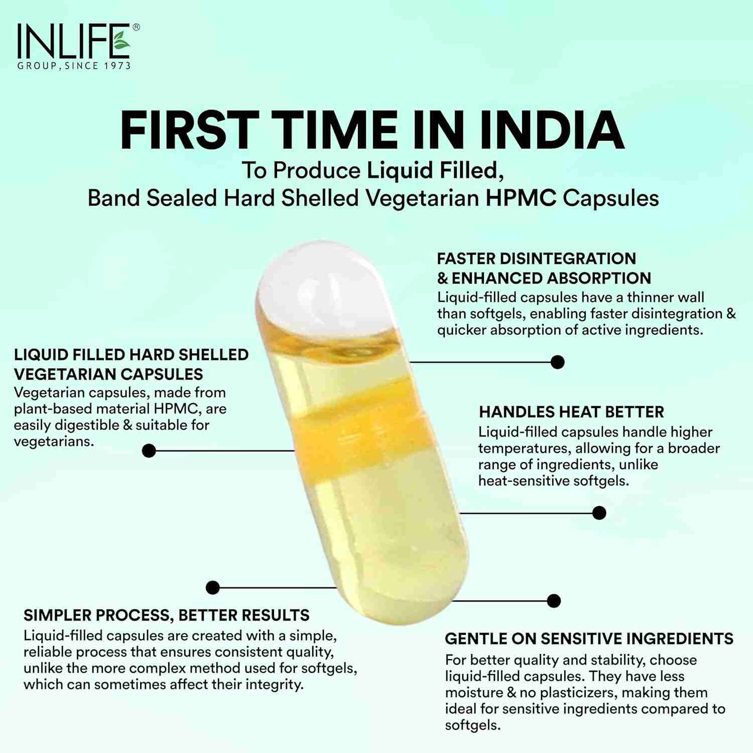 Inlife | Castor Oil Supplement for Hair and Skin, Natural Laxative, Quick Release, 500mg – 60 Liquid Filled Veg Cap (Pack of 1, 60)