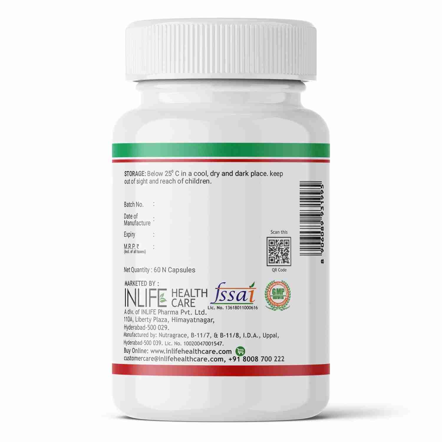 Inlife | Castor Oil Supplement for Hair and Skin, Natural Laxative, Quick Release, 500mg – 60 Liquid Filled Veg Cap (Pack of 1, 60)