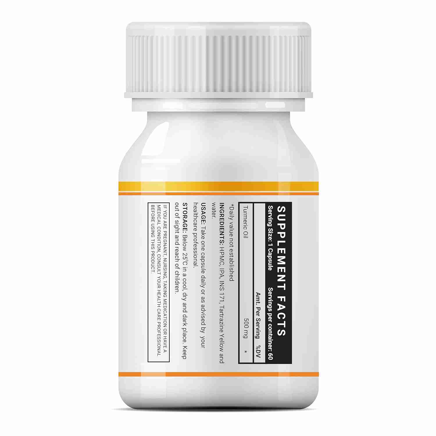 Inlife | Turmeric Oil Capsules | Antioxidant Supplement for Men and Women, 500mg – 60 Liquid Filled Veg Cap (Pack of 1, 60)