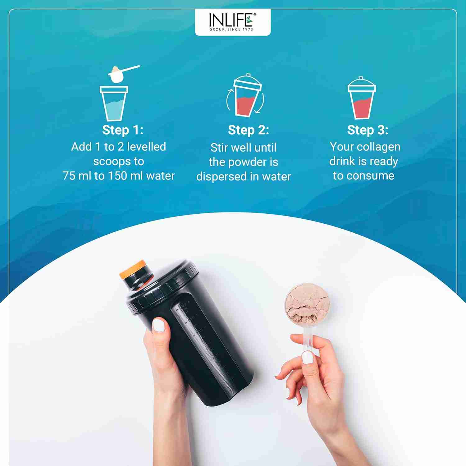 Inlife | Japanese Marine Collagen Supplements for Women & Men | Fish Collagen Powder for Skin & Hair | Clinically Proven Ingredient with Biotin, Hyaluronic Acid, Vitamin C & Glucosamine (Strawberry, Fish Collagen, 200g)