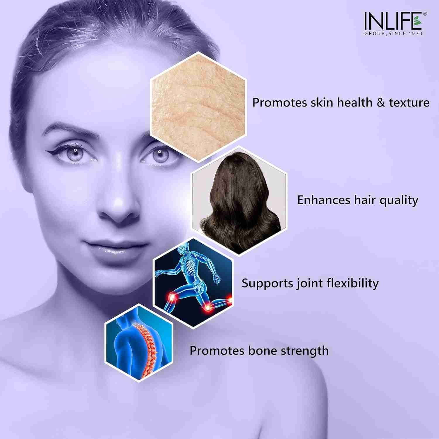 Inlife | Japanese Hydrolyzed Collagen Peptides Powder Clinically Proven Ingredient, Type 1 & 3, Skin Health, Bone Health Supplement for Men & Women (Unflavoured, Collagen, 200g)