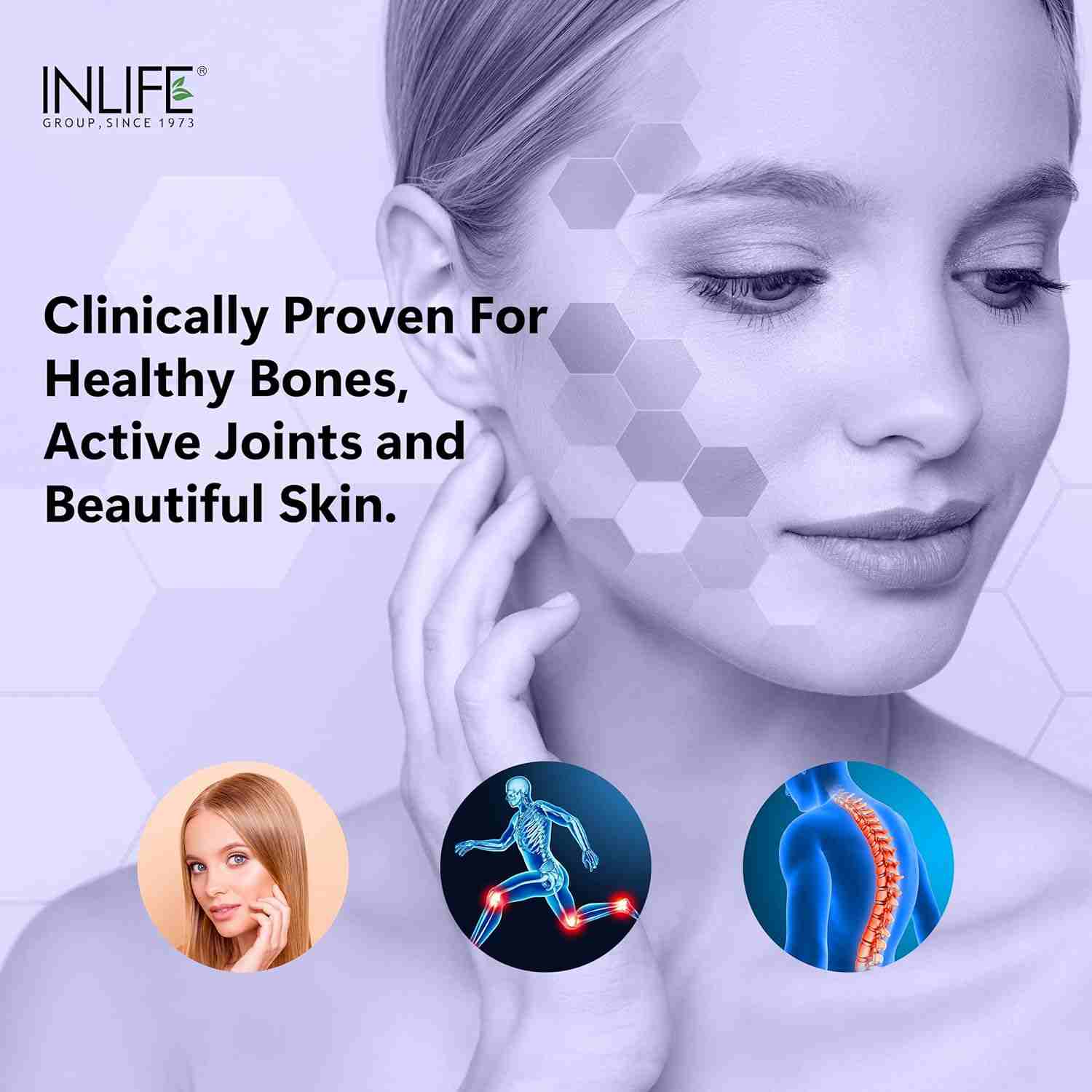 Inlife | Japanese Hydrolyzed Collagen Peptides Powder Clinically Proven Ingredient, Type 1 & 3, Skin Health, Bone Health Supplement for Men & Women (Unflavoured, Collagen, 200g)