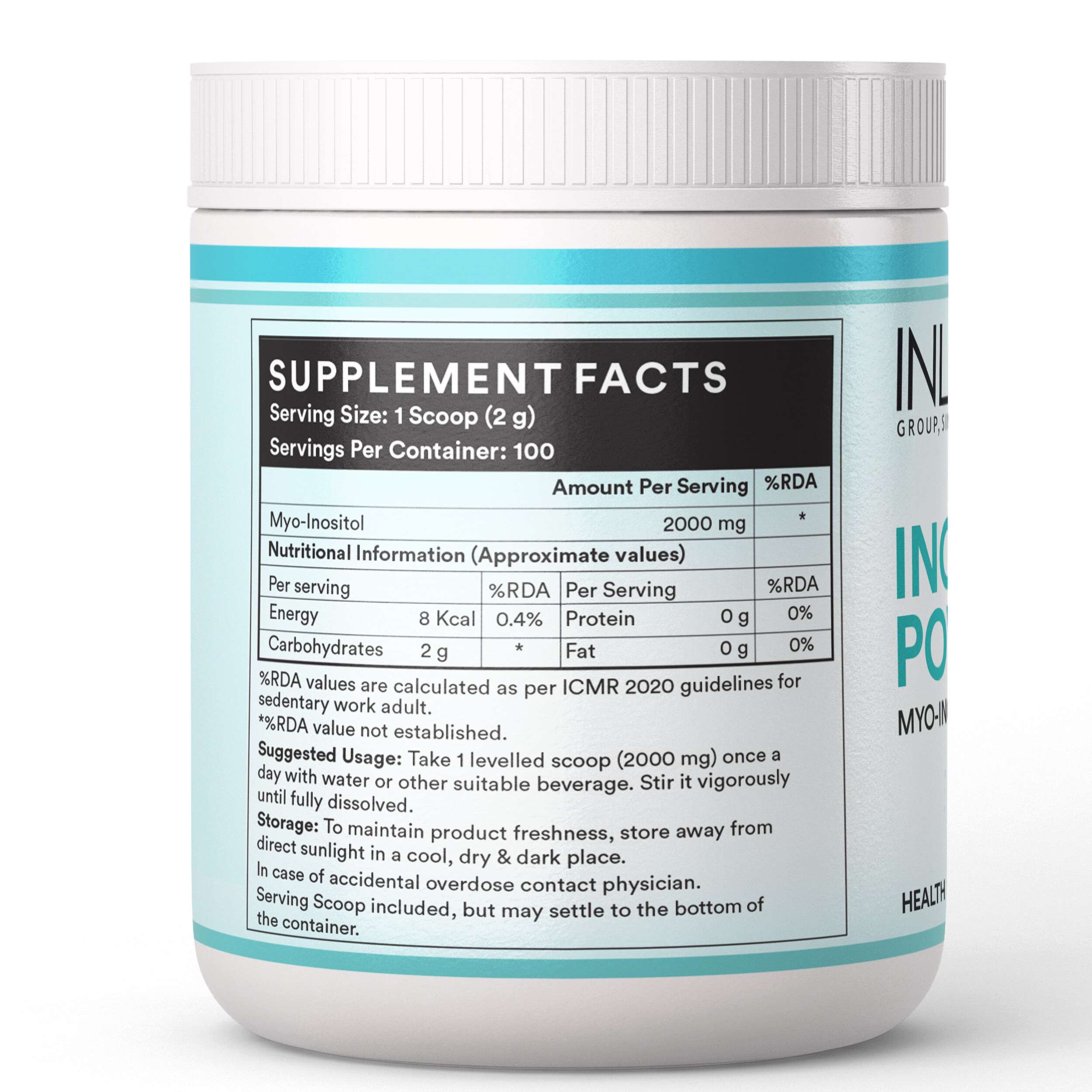 Inlife | Myo Inositol Powder 2000mg | Unflavoured | Hormonal Metabolic Balance & PCOS Support for Women | 200g