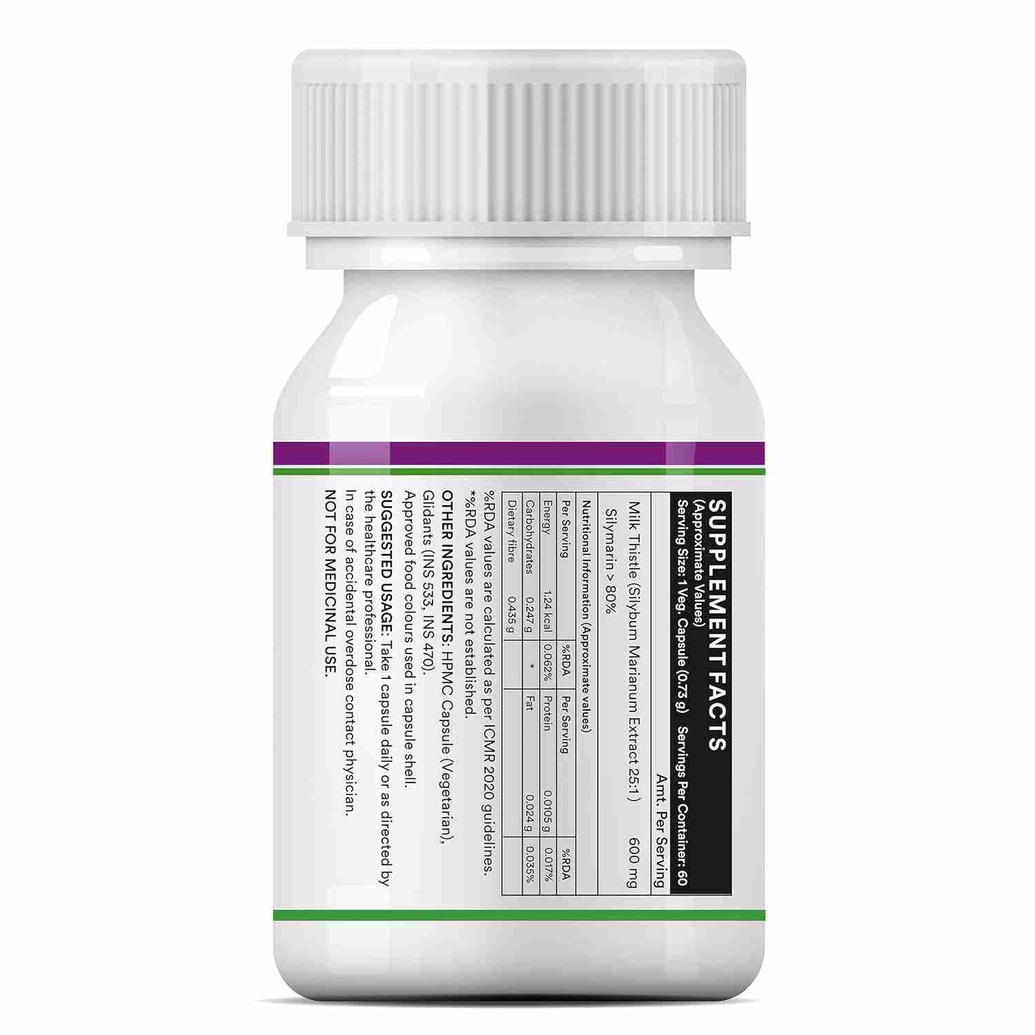 Inlife | Milk Thistle Extract 600mg Capsules | Silybum Marianum Liver Support Supplement | Men and Women | 60 Vegetarian Caps (Pack of 1, 60)