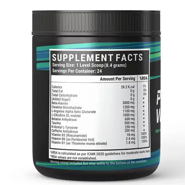 Inlife | Pre|Workout Supplement 200mg Caffeine,1000mg Citrulline,1100mg Arginine AAKG,3000mg B|Alanine,Creatine,Taurine, Betaine Anhydrous Pre Workout Formula Men & Women 200g, 24 Servings (Watermelon)