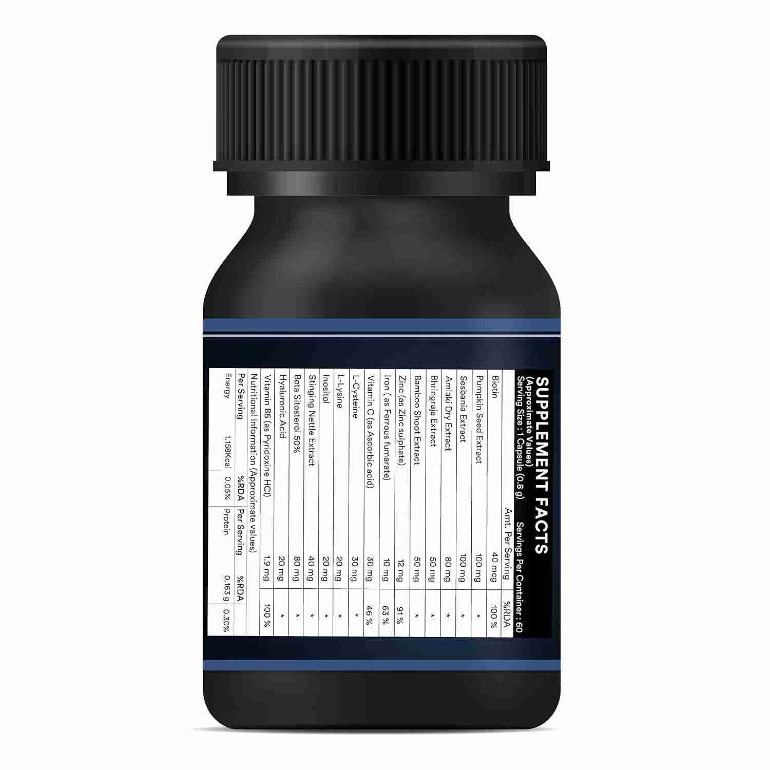 Inlife | Biotin Supplement for Hair | Sesbania, Bamboo Shoot, Bhringraj, Zinc, Vitamin C | for Women Men | 60 Veg Cap (Pack of 1, 60)
