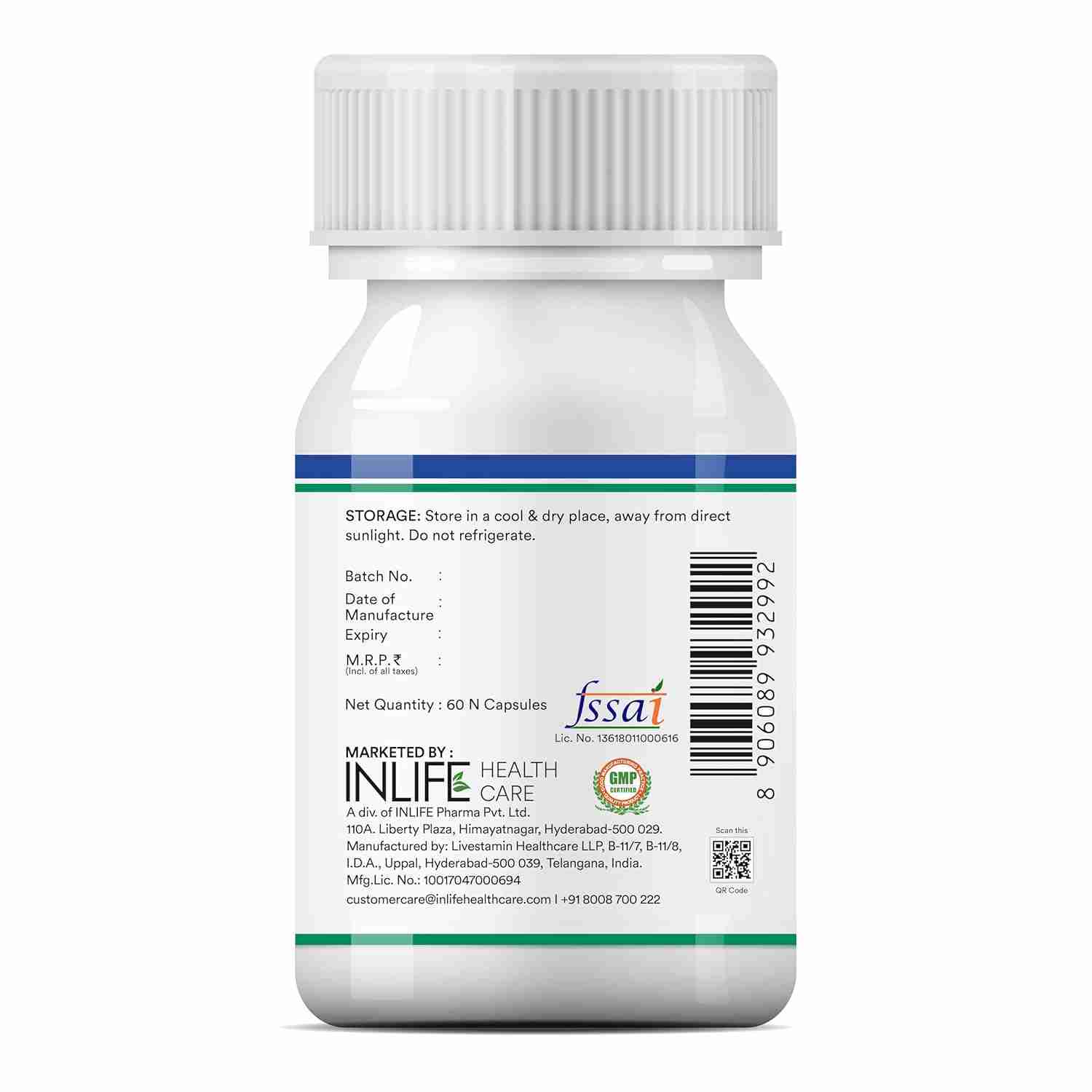 Inlife | Eye Health Supplements | Eye Care Vitamins Lutein, Zeaxanthin, Grape Seed, Bilberry, Zinc, Selenium, Lycopene | 60 Veg Cap (Pack of 1, 60)