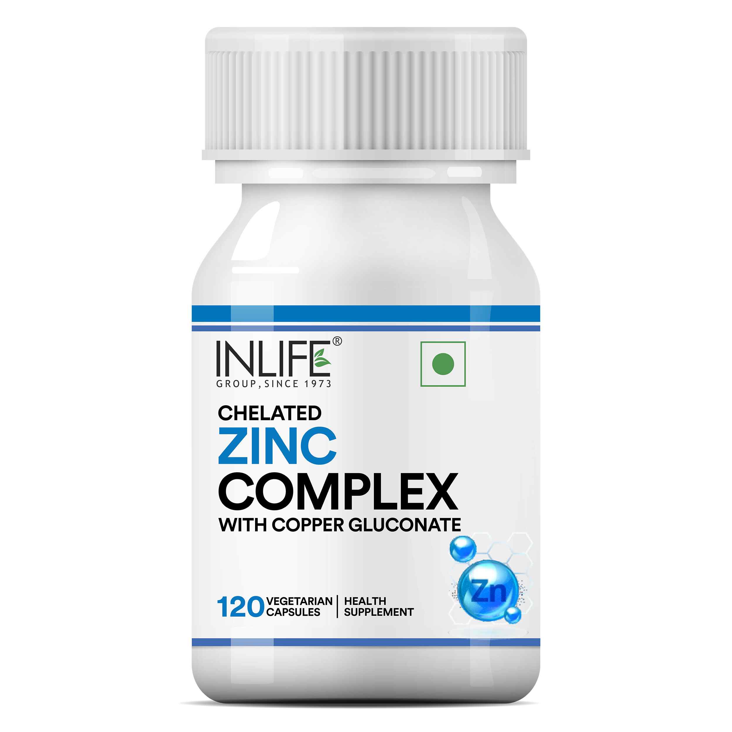 Inlife | Zinc Picolinate with Copper Gluconate Complex | Immunity Skin & Digestion Support Supplement | Overall Wellness | Men Women | 120 Veg Cap