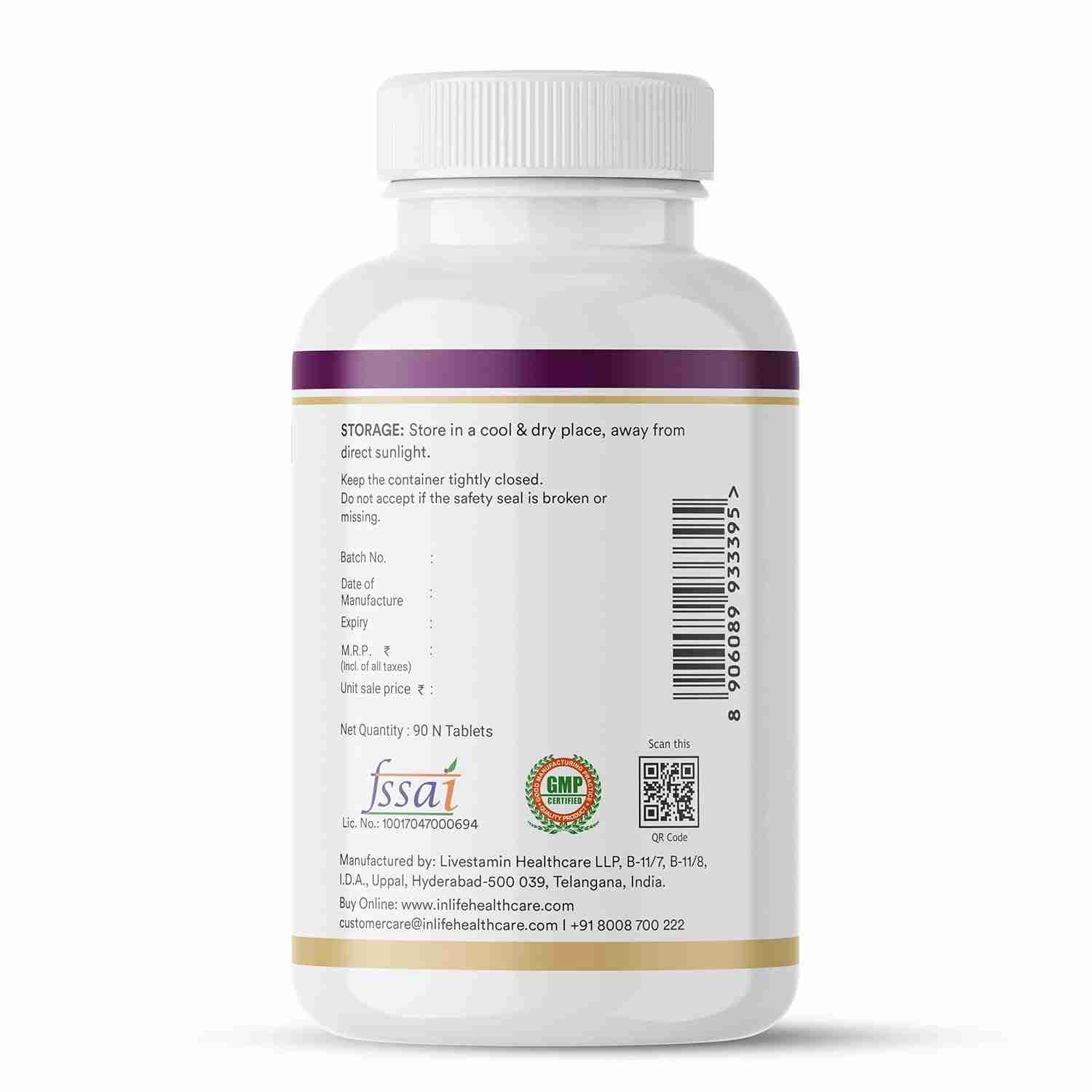 Inlife | Multi Collagen Complex Tablets | 5 Types Peptides I, II, III, V & X with Biotin, Hyaluronic Acid, Piperine for Skin and Hair | Collagen Powder Supplements for Women & Men | 90 Tablets (Pack of 1, 90)