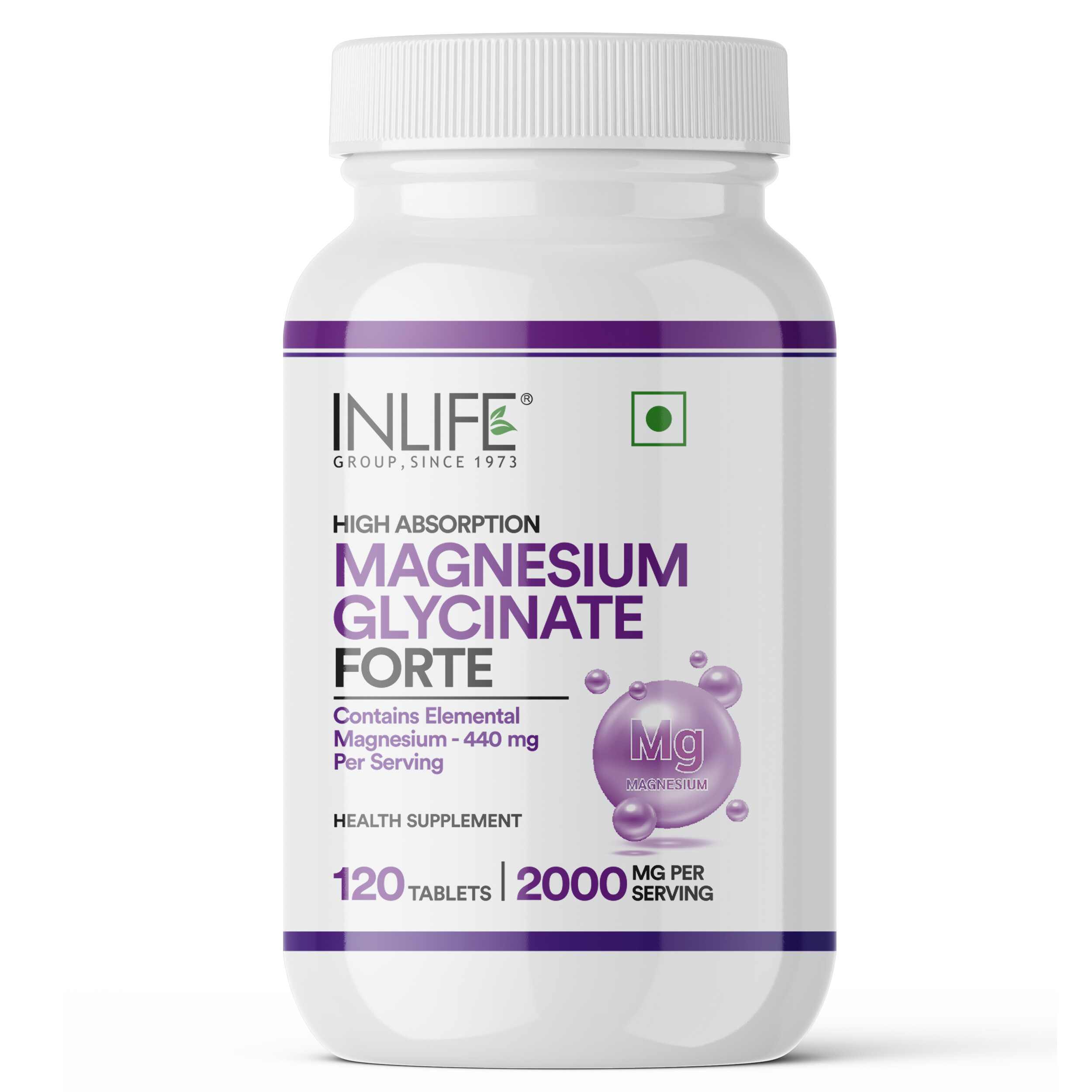 Inlife | Magnesium Glycinate 2000mg Chelated Forte | Bisglycinate Form | Muscle Recovery Sleep & Nerve Health | Men Women | 120 Tab