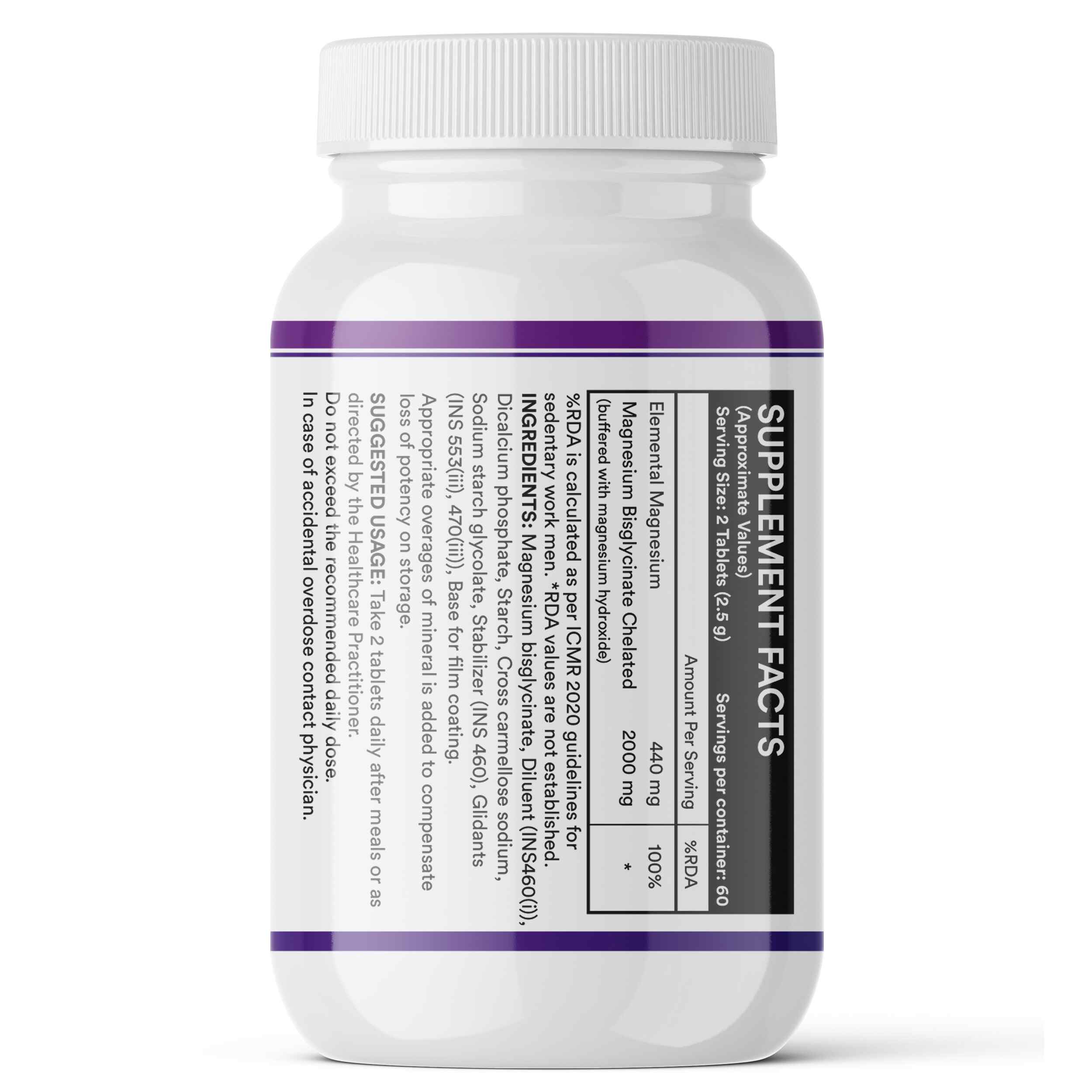 Inlife | Magnesium Glycinate 2000mg Chelated Forte | Bisglycinate Form | Muscle Recovery Sleep & Nerve Health | Men Women | 120 Tab