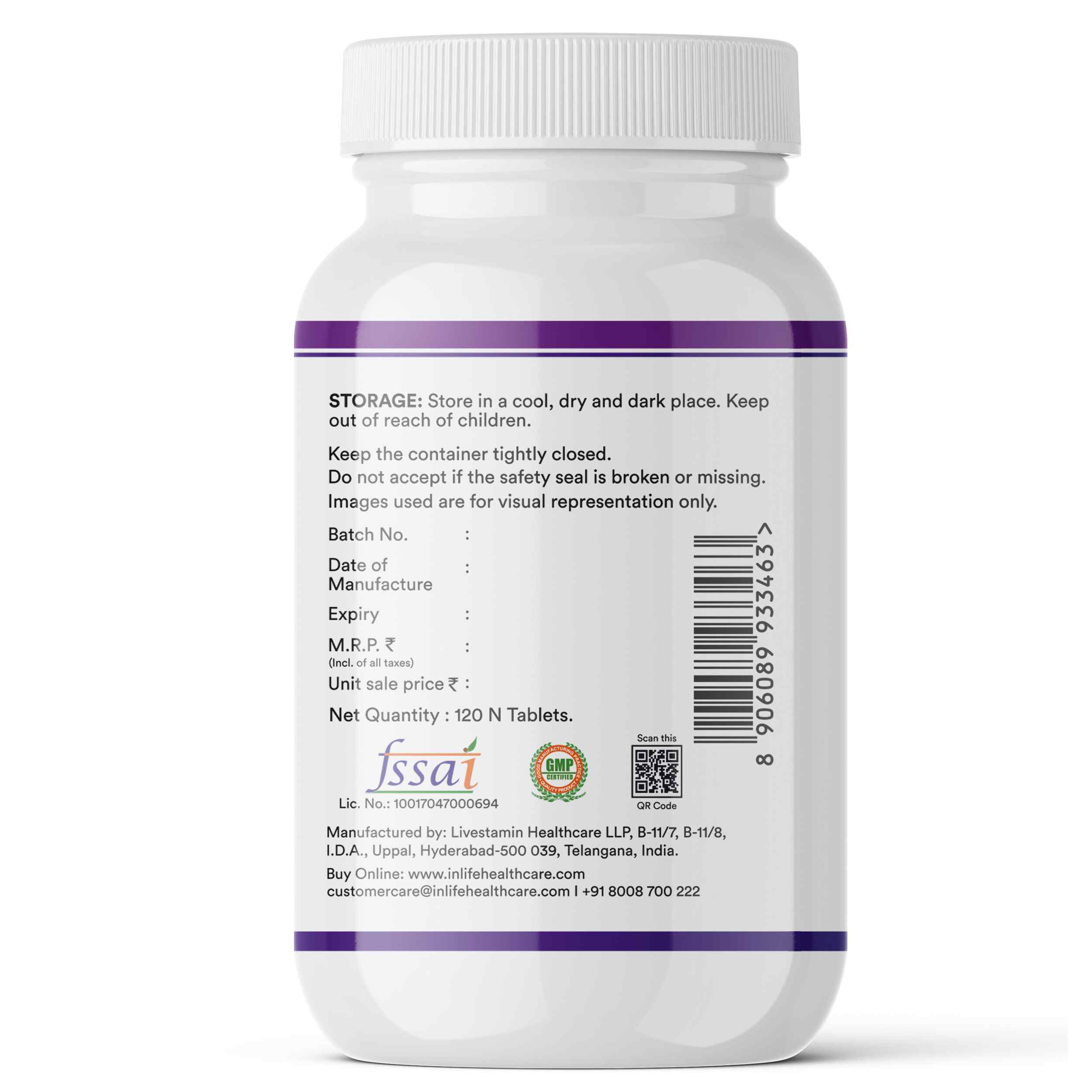 Inlife | Magnesium Glycinate 2000mg Chelated Forte | Bisglycinate Form | Muscle Recovery Sleep & Nerve Health | Men Women | 120 Tab