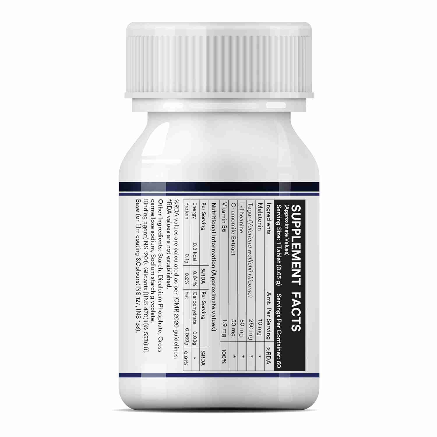 Inlife | Melatonin 10mg with Tagar 250mg | 60 Tablets | Enhanced with Vitamin B6 & Chamomile Extract | May Support Restful Sleep, Relaxation | Non|Habit Forming | Supports Eye Health