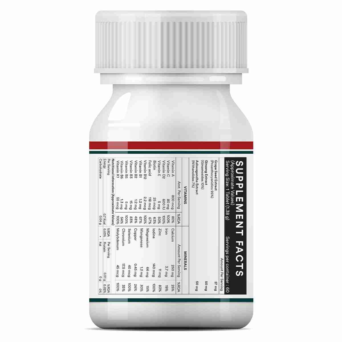 Inlife | Multivitamin Tablets for Men | 60 Tablets | Enriched with Zinc, Vitamin C, Vitamin D3, and Essential Multiminerals | Supports Energy, Stamina, and Immunity | Supports Overall Health & Wellness