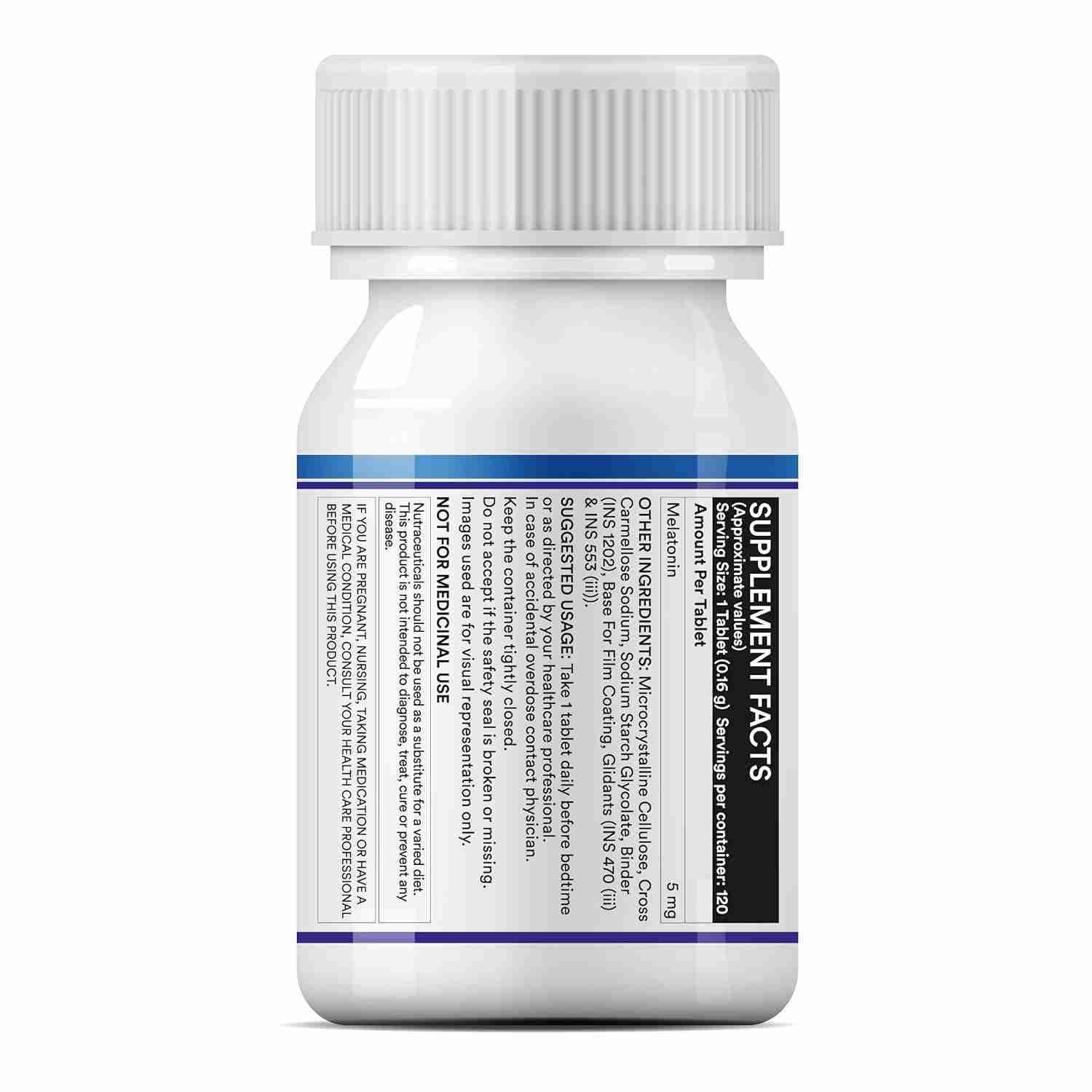 Inlife | Melatonin 5mg Tablets | Promotes Sleep and Relaxation | Vegetarian Friendly & Easy to Swallow Supplement for Men and Women | 120 Tablets