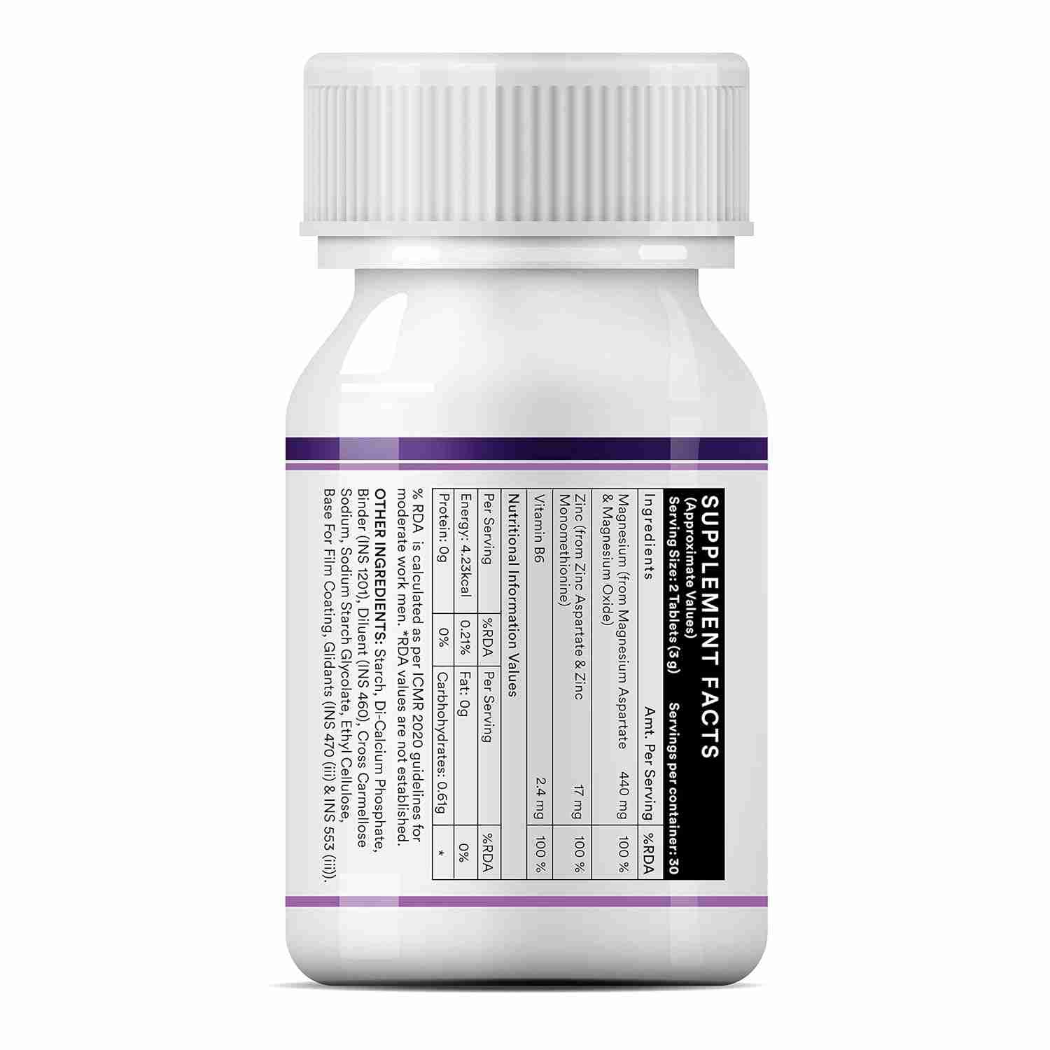 Inlife | ZMA (Zinc Magnesium Aspartate & Vitamin B6) For Men And Women | For Muscle Strength, Recovery, Sleep, Immune Support | 60 Tablets