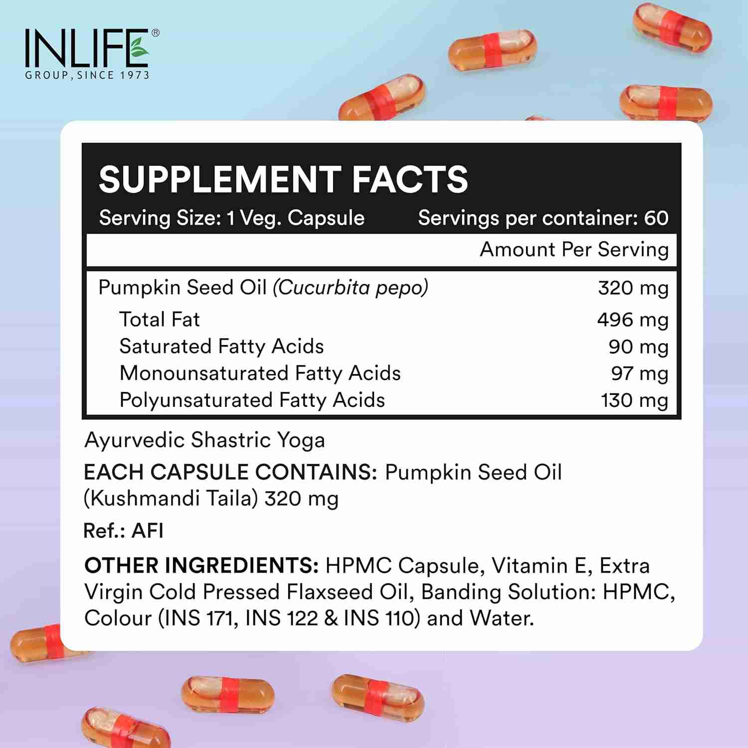 Inlife | Pumpkin Seed Oil Capsules | Extra Virgin Cold Pressed Pure Oil | Plant|Based Phytosterols | Prostate Health Support & Immunity | 60 Veg Cap