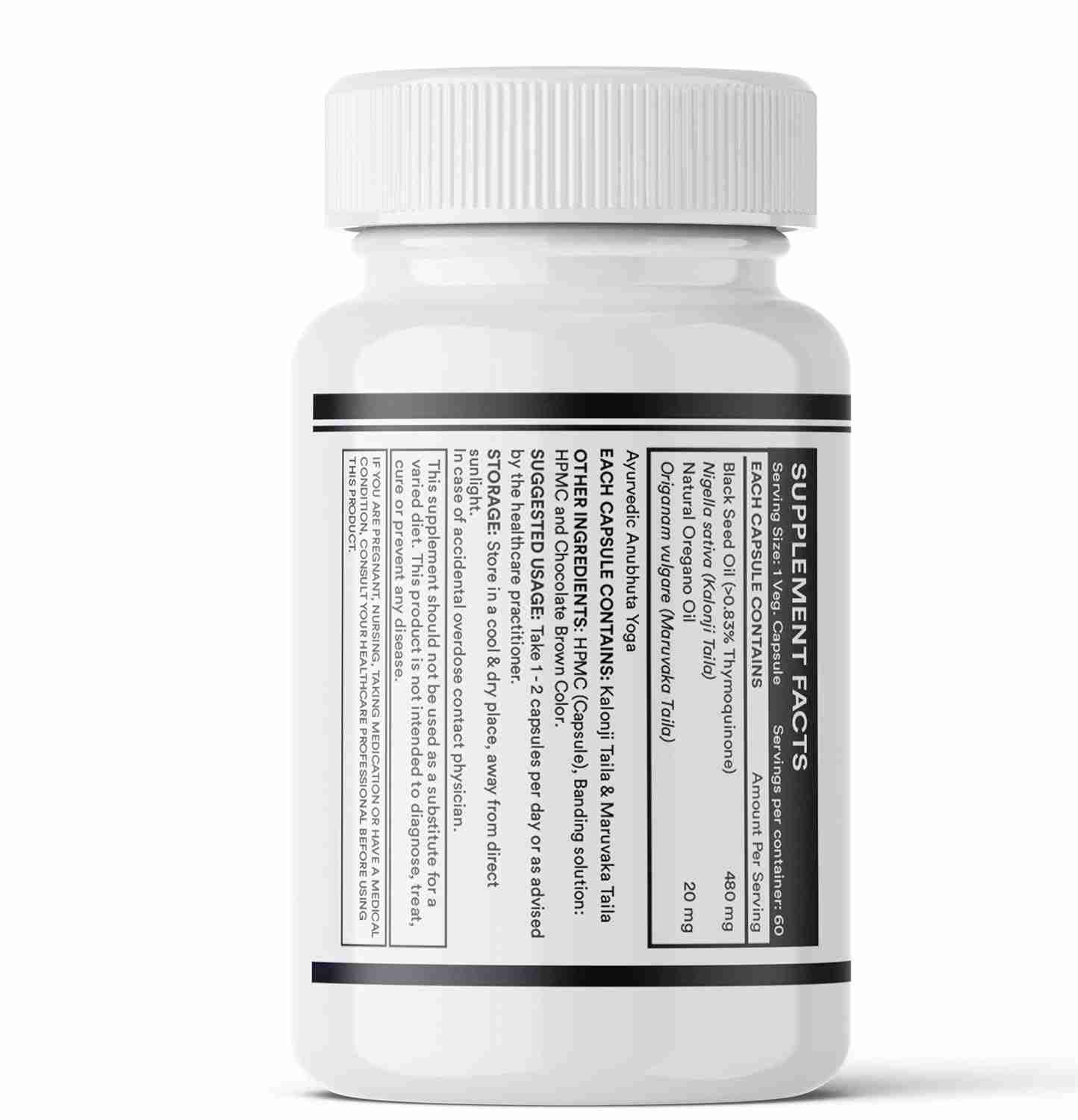 Inlife | Black Seed Oil (480 mg) & Oregano Oil (20 mg, 50:1) | Extra Virgin Cold|Pressed | Antioxidant, Immune & Wellness Support | 60 Liquid Filled Veg Capsules