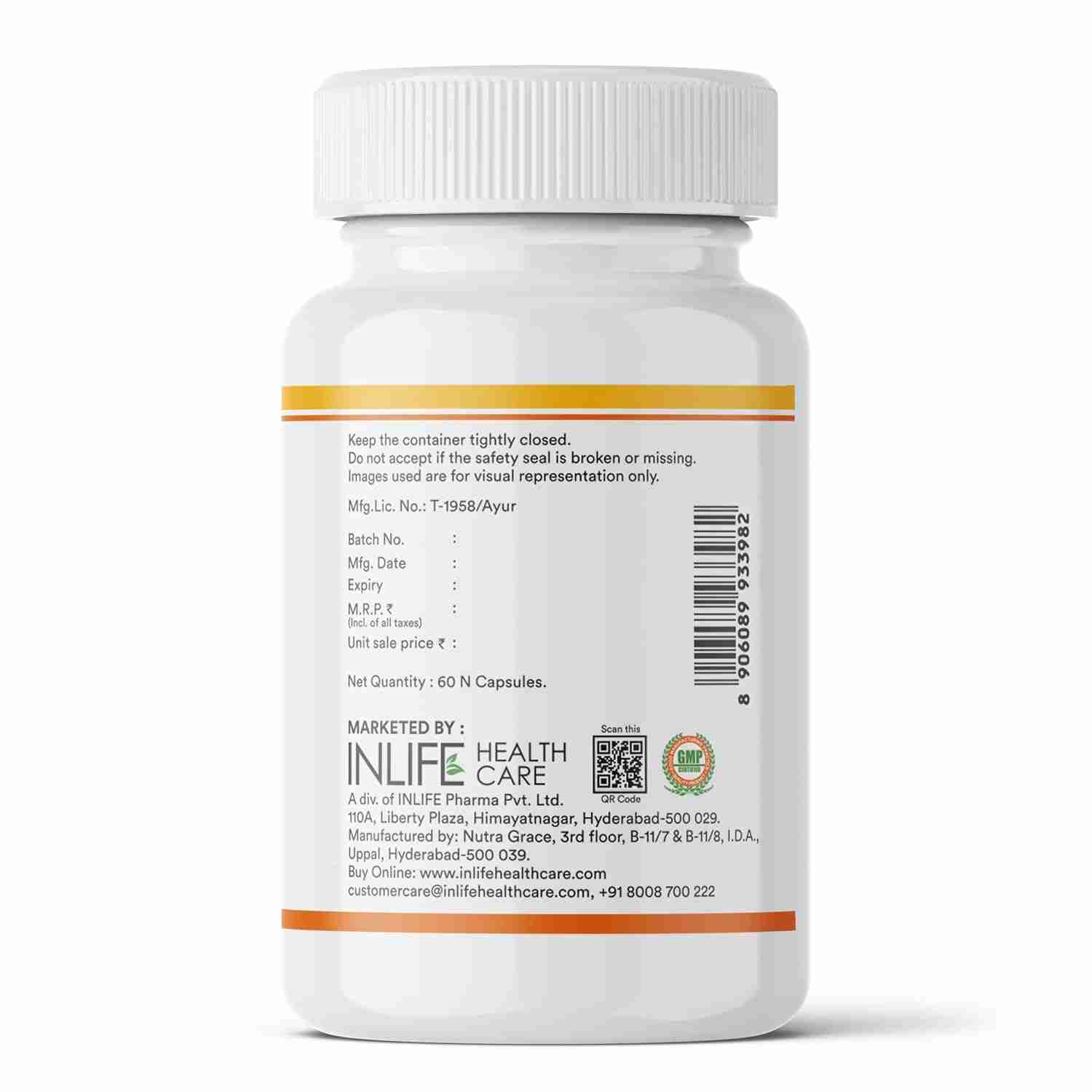 Inlife | Curcumin Capsules with Turmeric Oil | 71% Turmerones & 95% Curcuminoids | Supercritical CO₂ Extracted Oil Supplement | Immune Support & Joint Health – 60 Liquid Filled Veg Cap