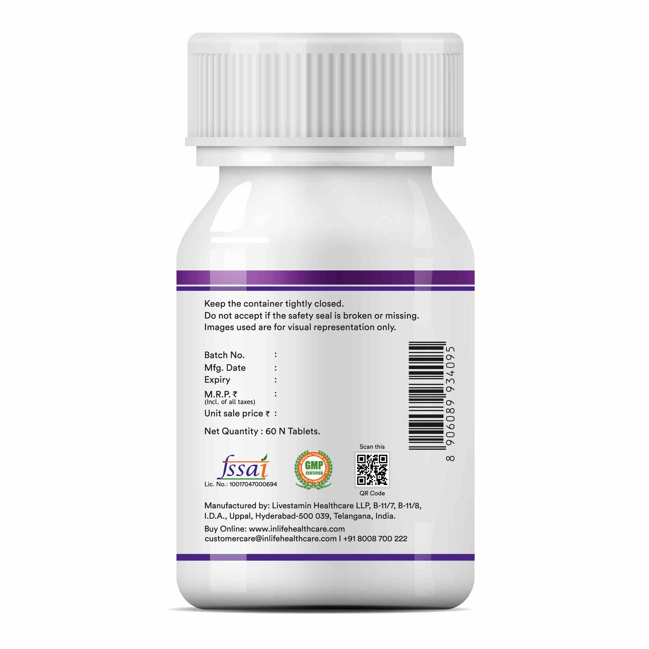 Inlife | Magnesium Glycinate 2000mg Chelated Forte | Bisglycinate Form | Muscle Recovery Sleep & Nerve Health | Men Women | 60 Tab