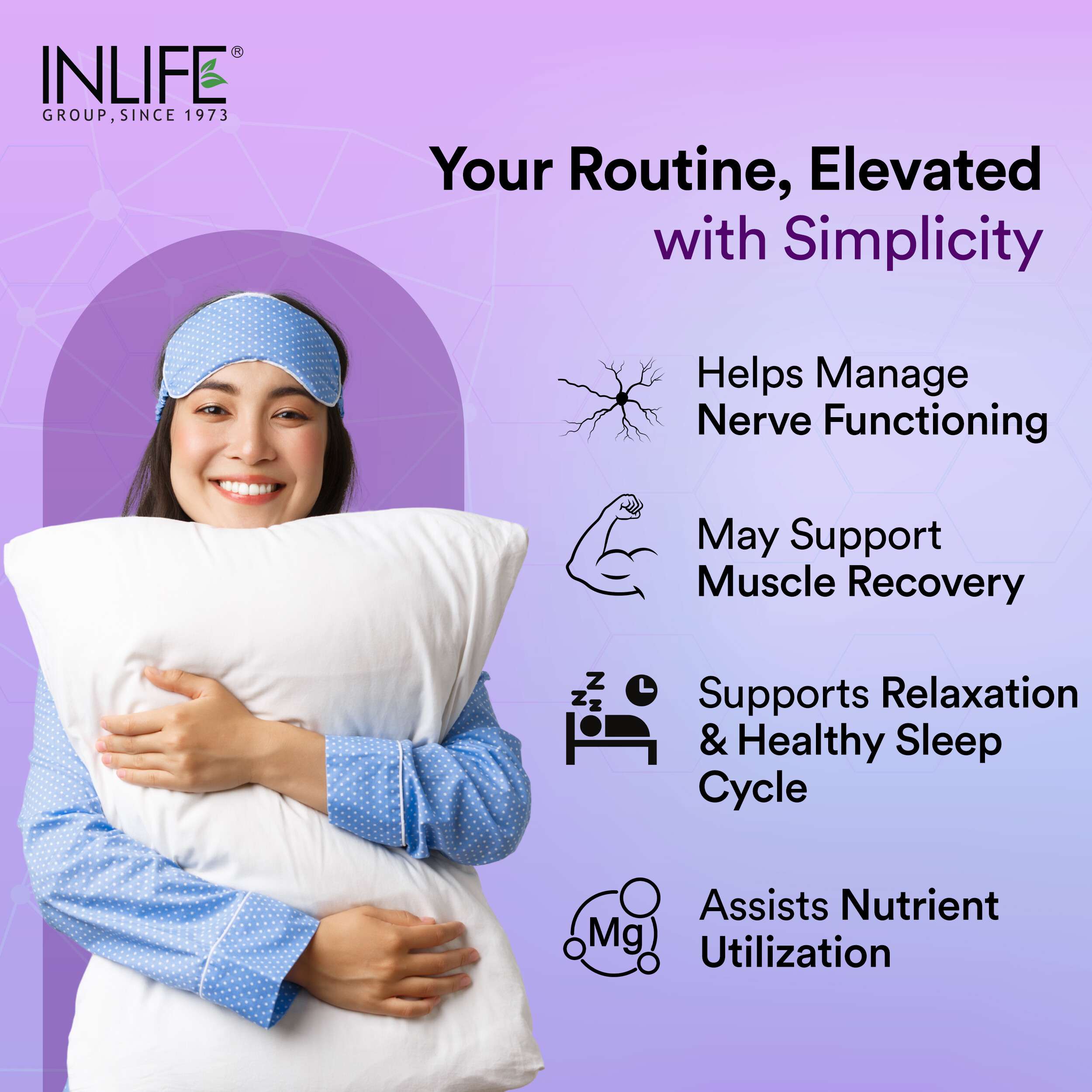 Inlife | Magnesium Glycinate 2000mg Chelated Forte | Bisglycinate Form | Muscle Recovery Sleep & Nerve Health | Men Women | 60 Tab
